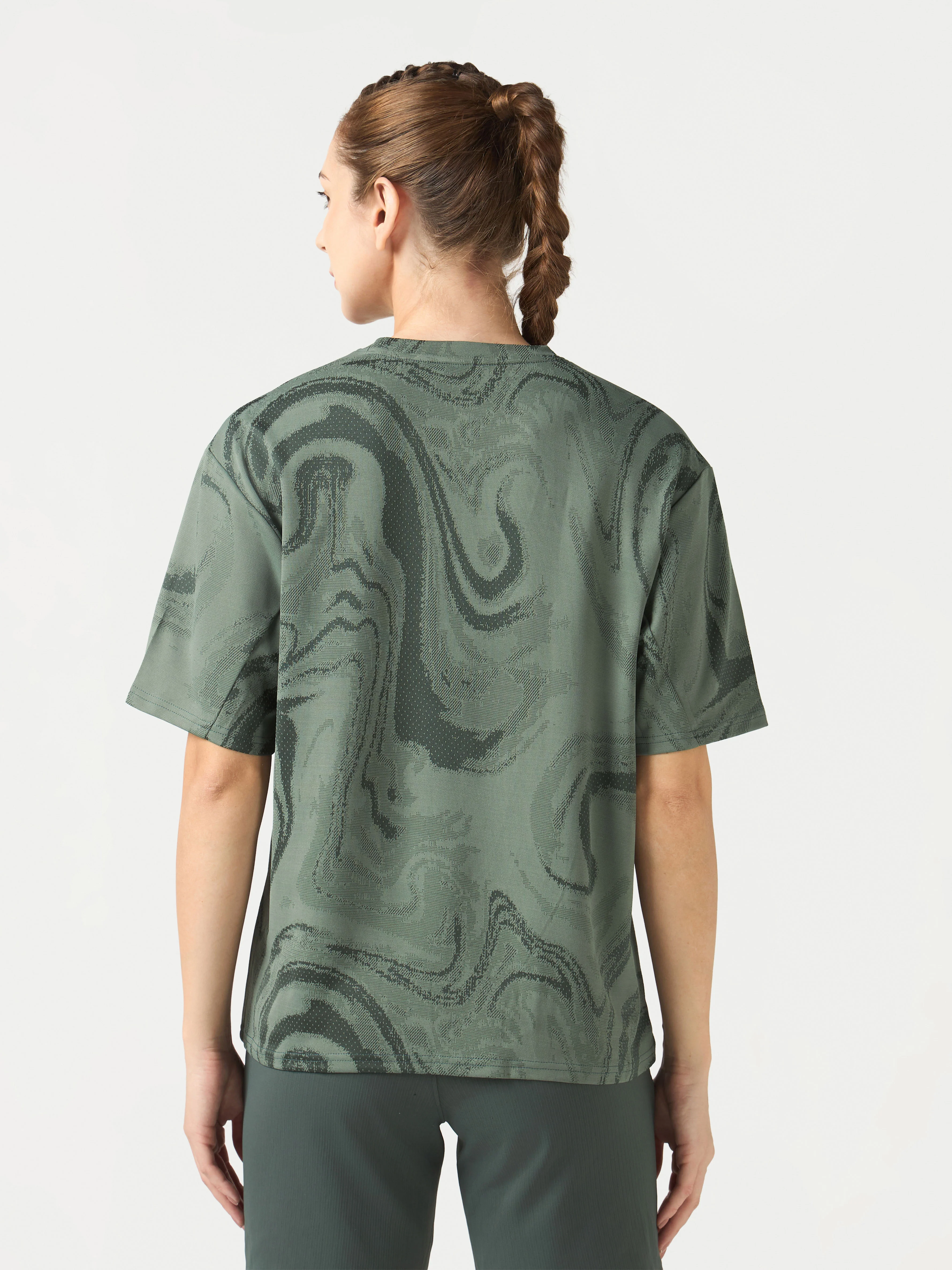 Women Jacquard Boxy Fit Round Neck T-shirt with DOUBLE COOL - Image 3