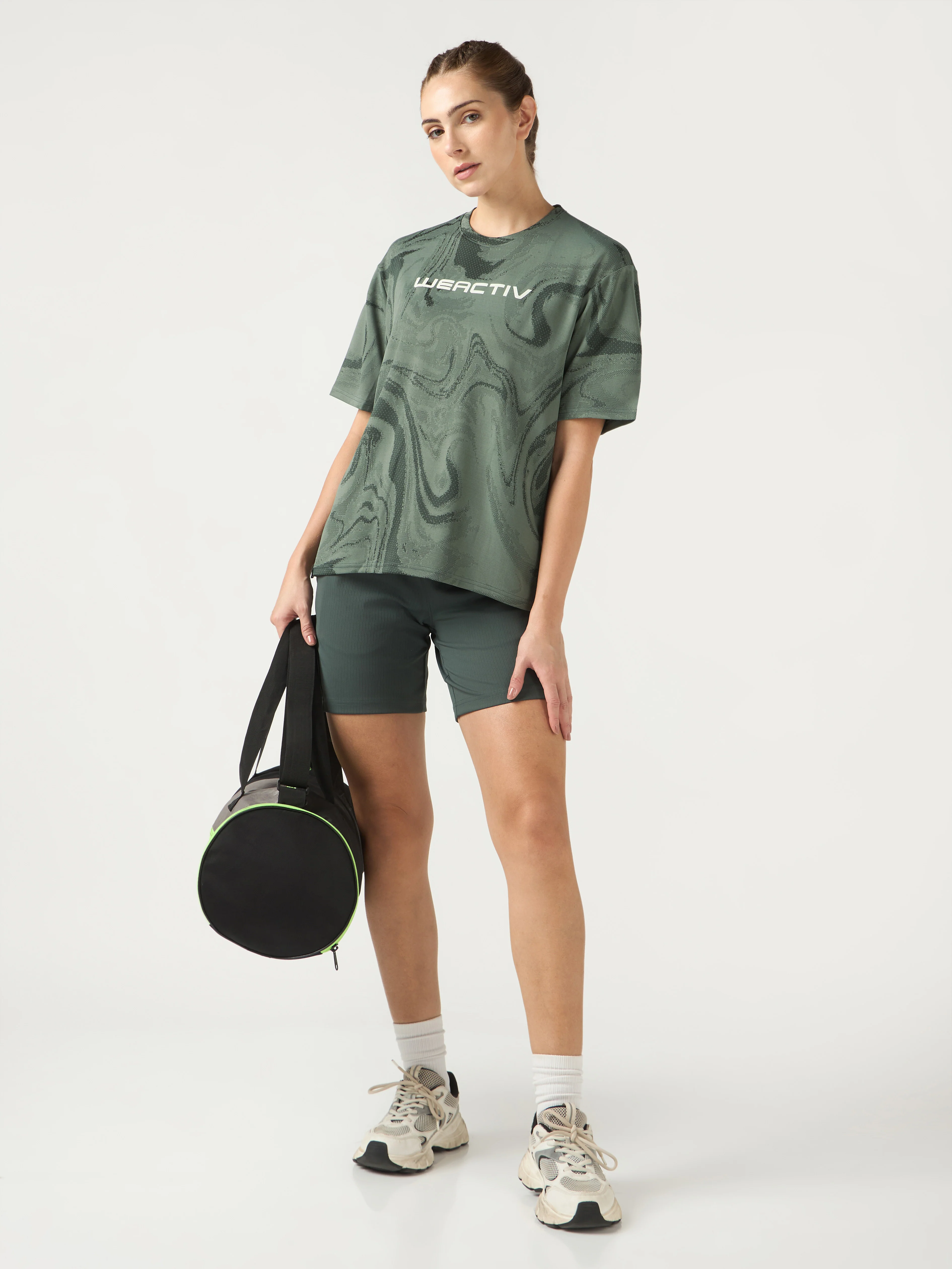 Women Jacquard Boxy Fit Round Neck T-shirt with DOUBLE COOL - Image 6