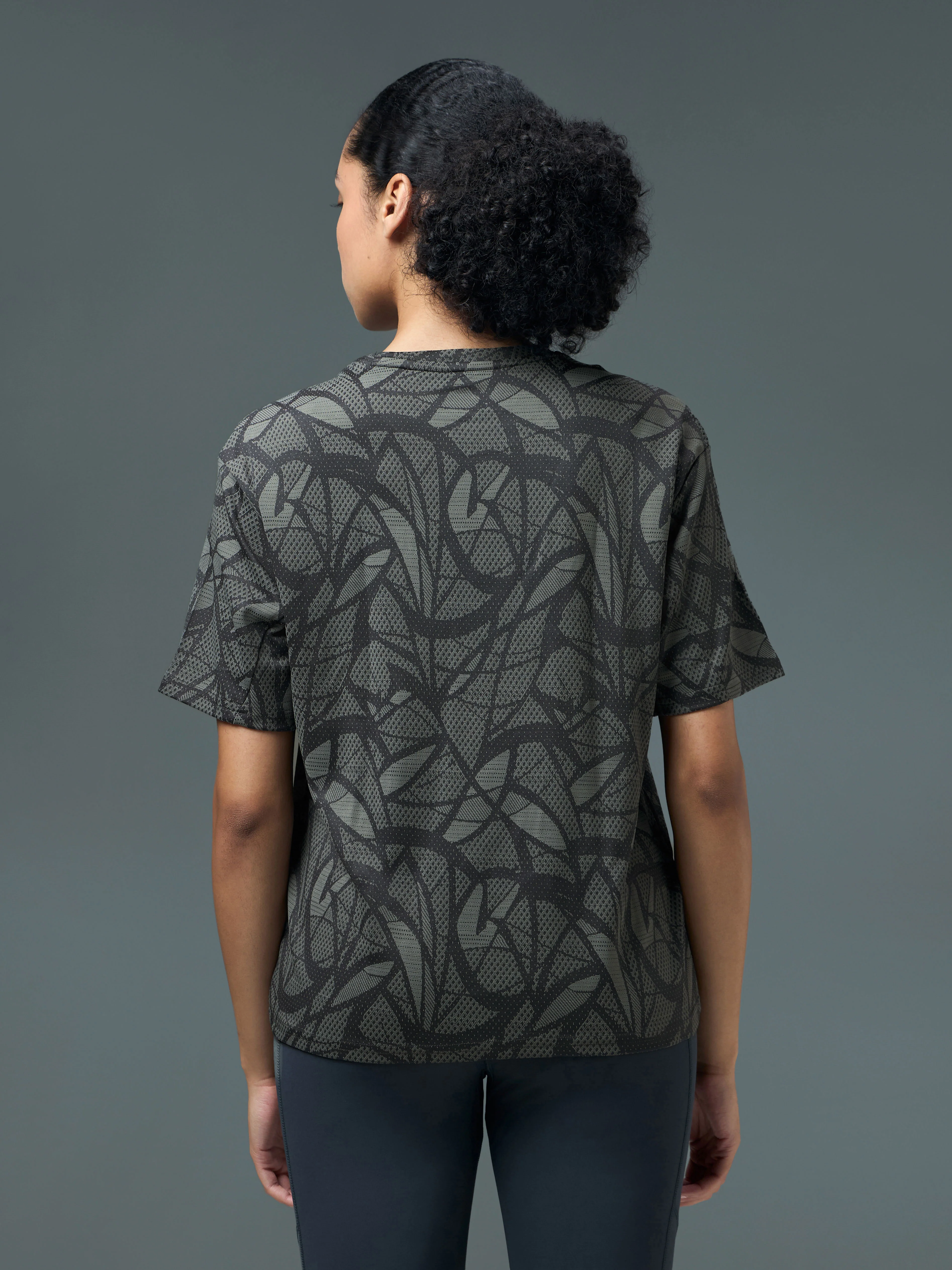 Women Jacquard Boxy Fit Round Neck T-shirt with DOUBLE COOL - Image 3