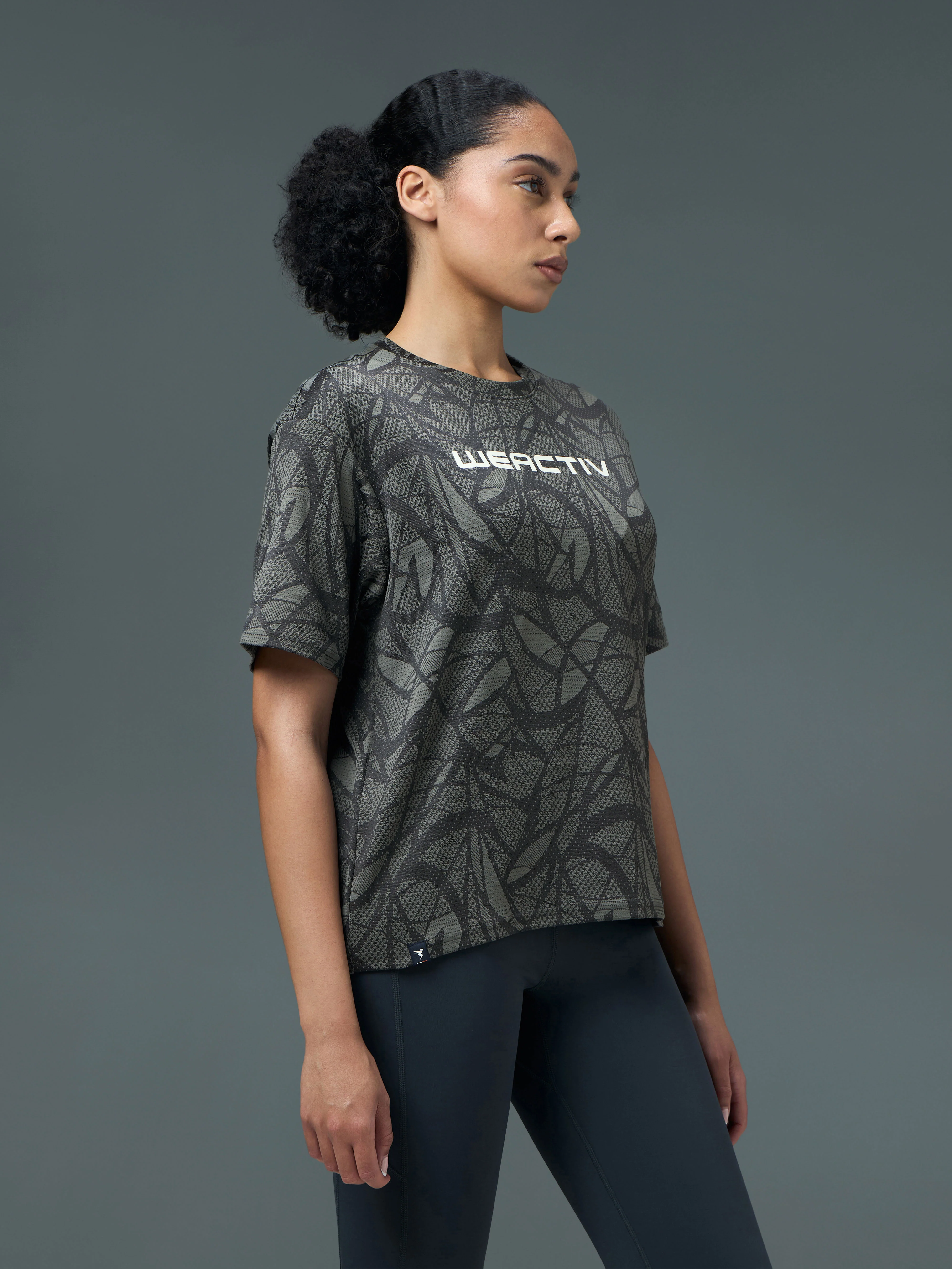 Women Jacquard Boxy Fit Round Neck T-shirt with DOUBLE COOL - Image 4