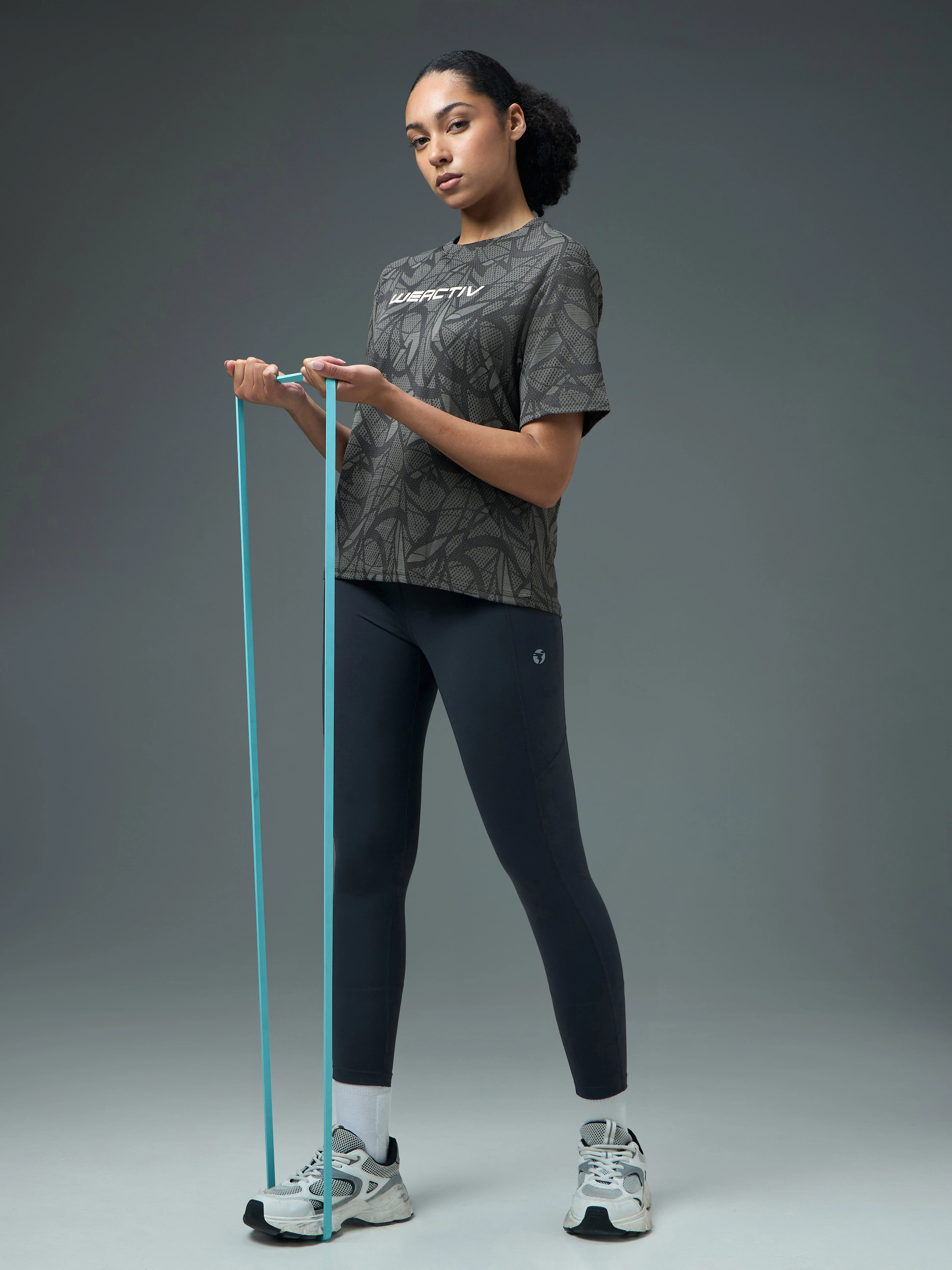 Women Jacquard Boxy Fit Round Neck T-shirt with DOUBLE COOL - Image 5