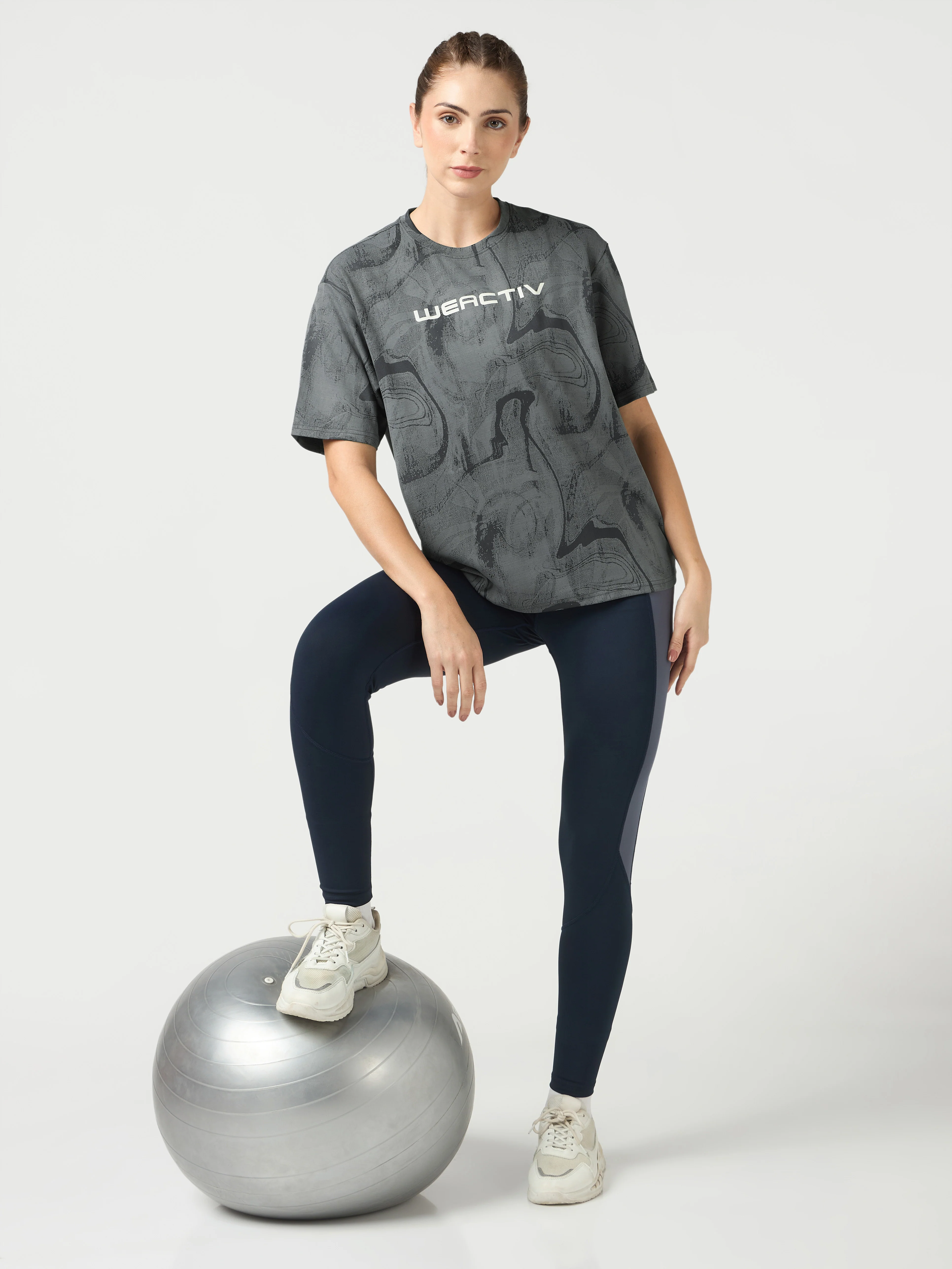 Women Jacquard Boxy Fit Round Neck T-shirt with DOUBLE COOL - Image 5