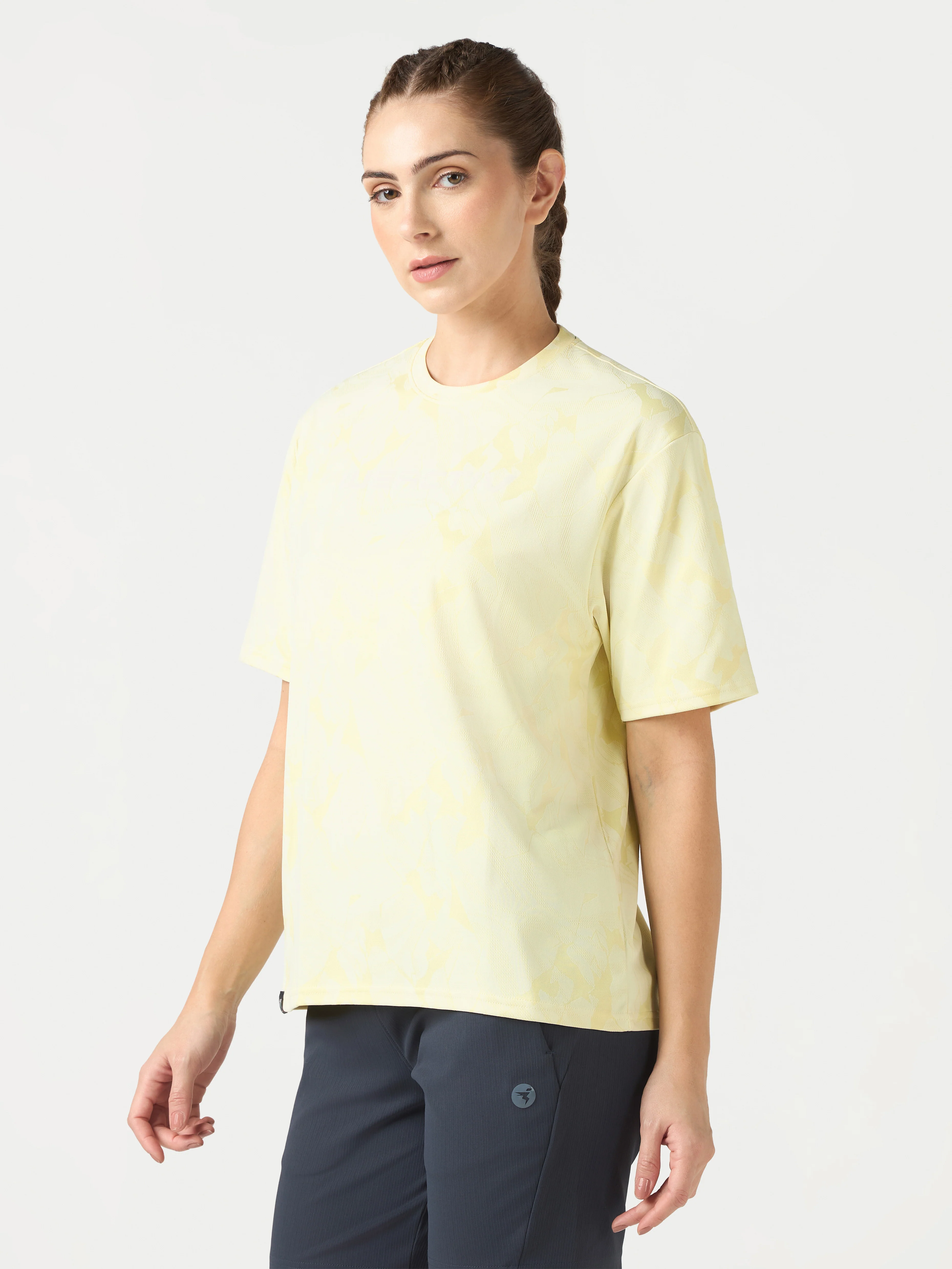 Women Jacquard Boxy Fit Round Neck T-shirt with DOUBLE COOL - Image 4