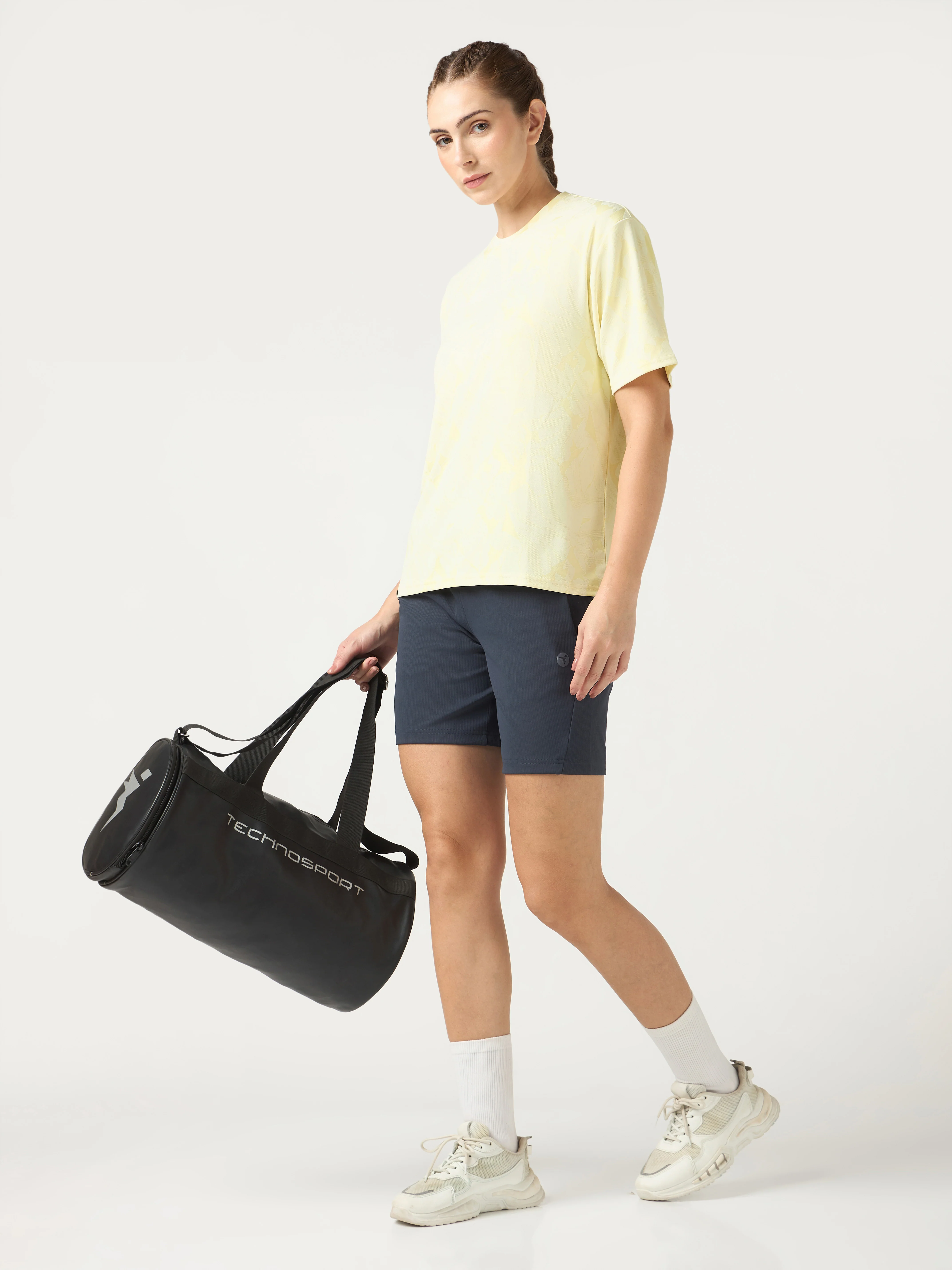 Women Jacquard Boxy Fit Round Neck T-shirt with DOUBLE COOL - Image 5