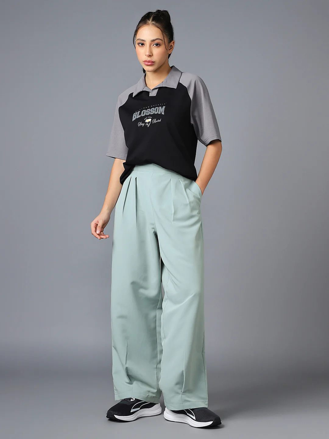 Women Korean Style Baggy Pants Wide Leg Trousers with TECHNOLITE - Image 6