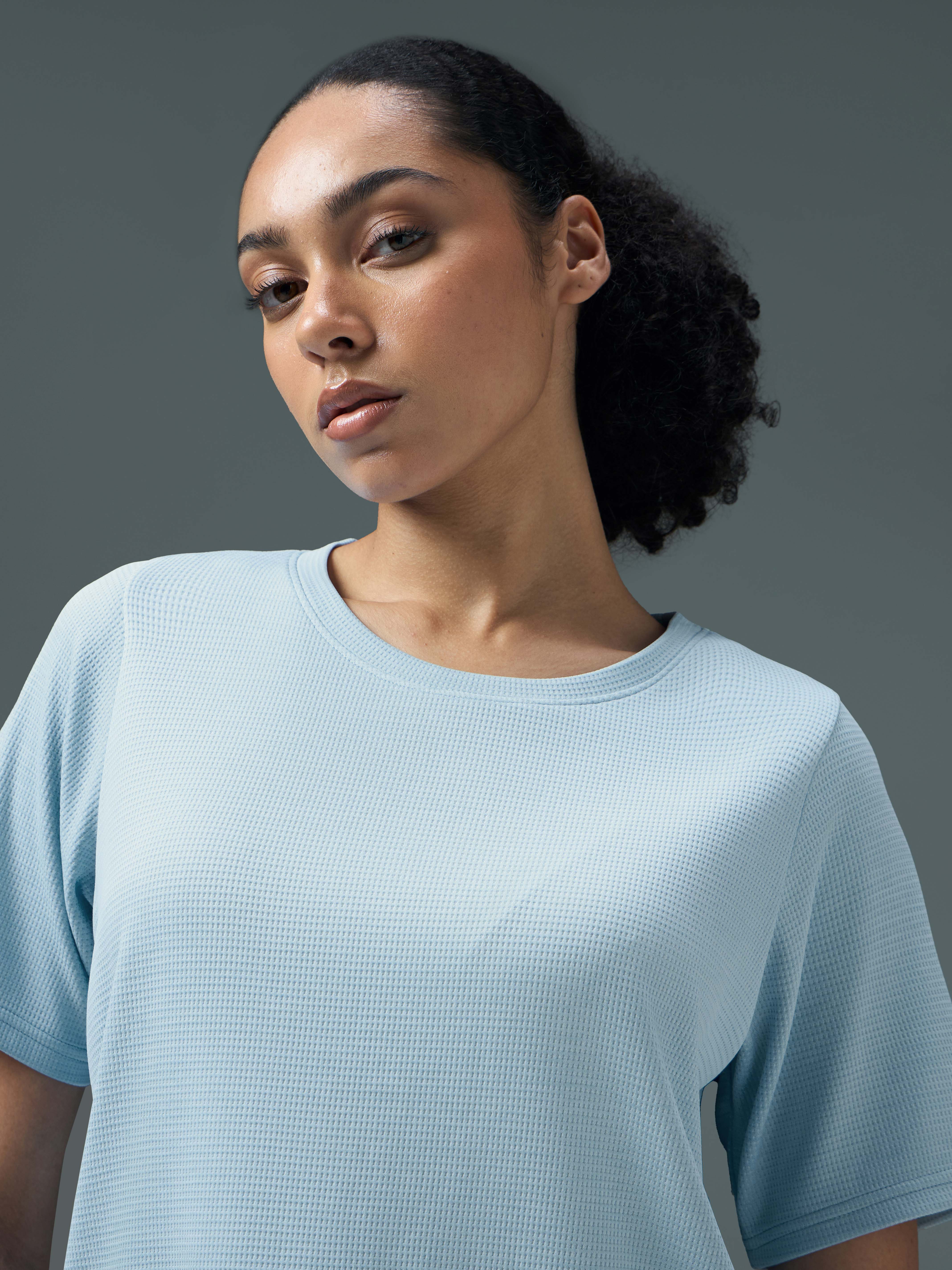 Women Pack of 2 Relaxed Fit Cubic Melange Round Neck T-shirt with DOUBLE COOL - Image 5