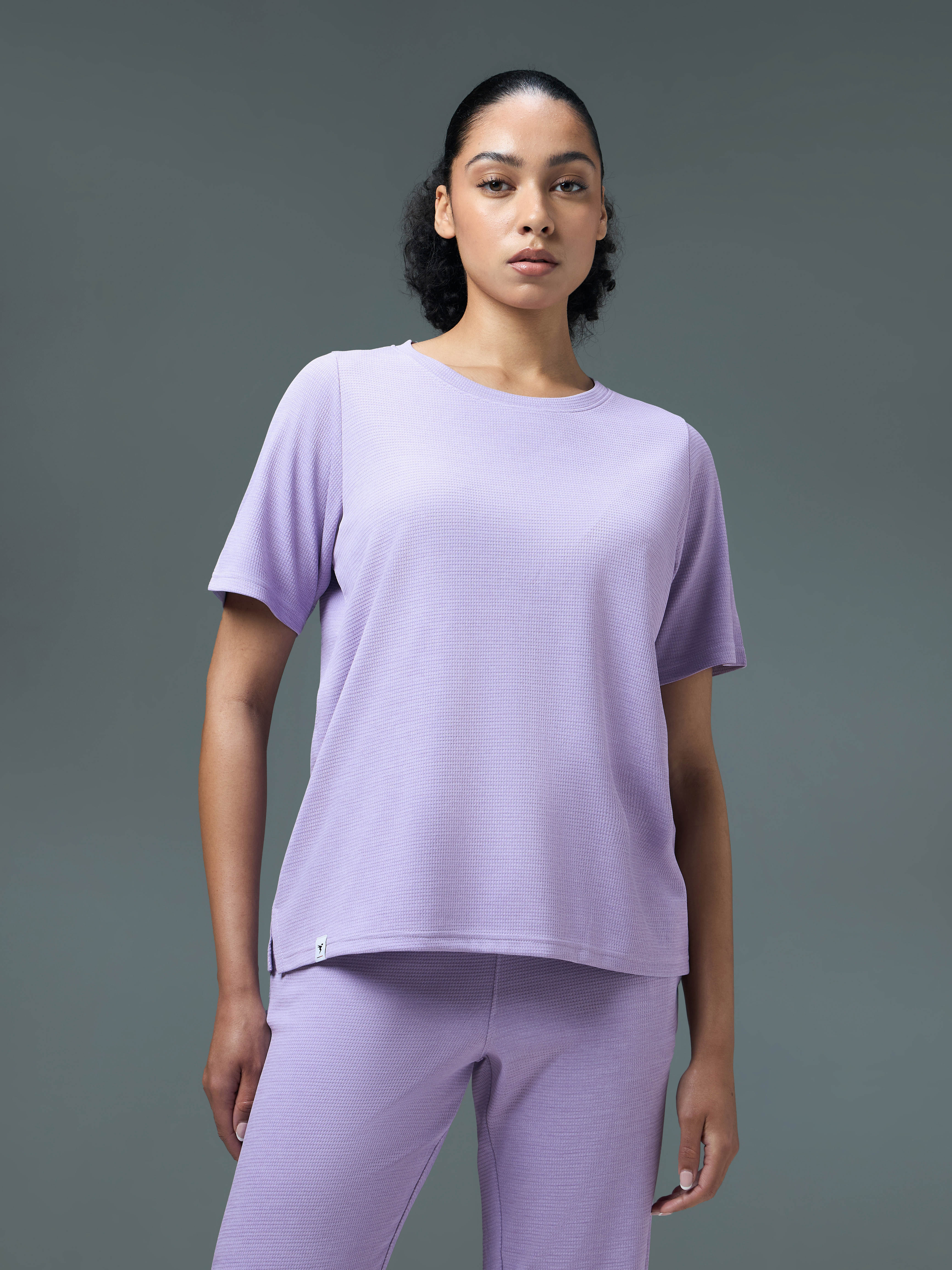 Women Pack of 2 Relaxed Fit Cubic Melange Round Neck T-shirt with DOUBLE COOL - Image 2