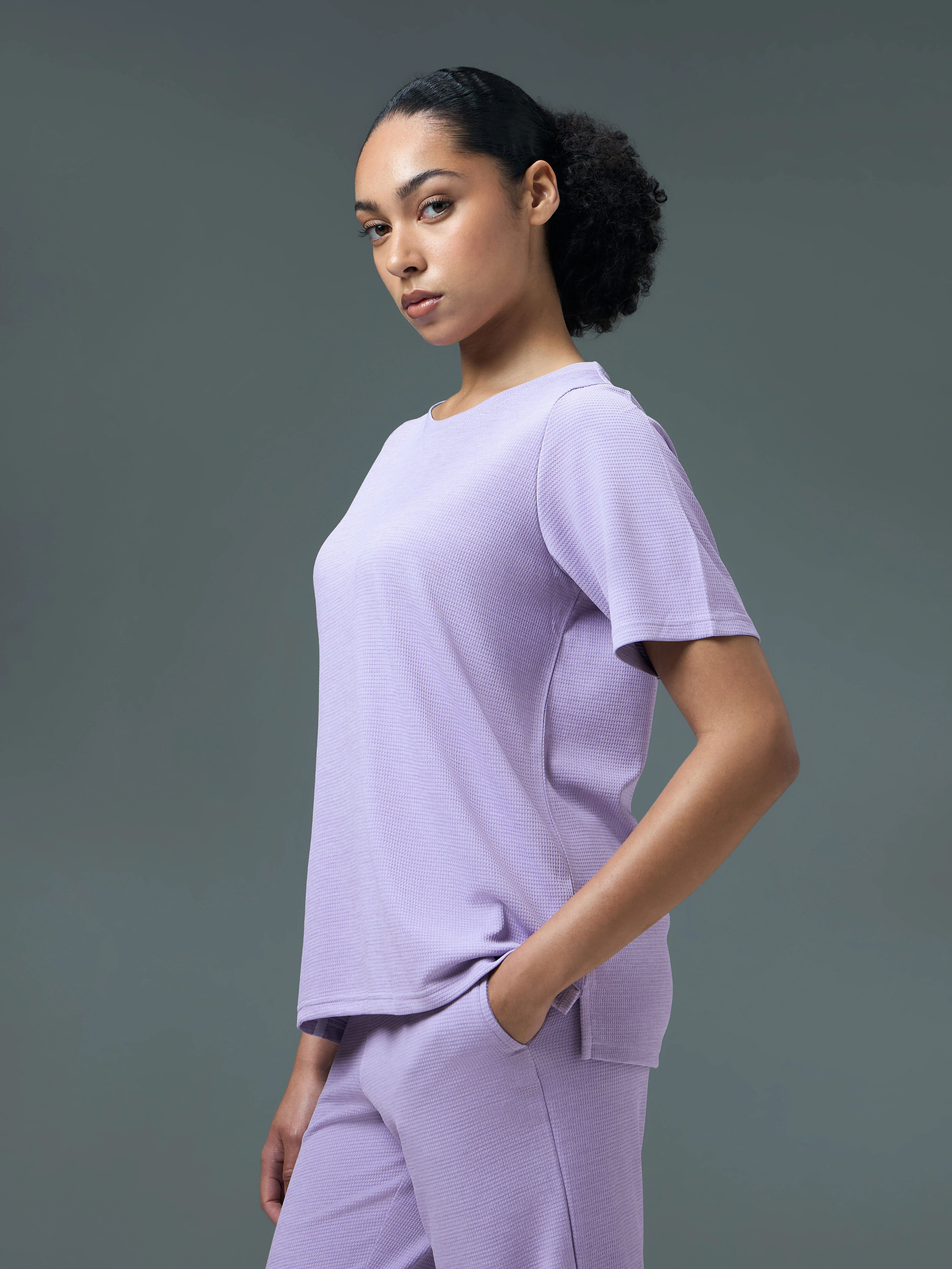 Women Pack of 2 Relaxed Fit Cubic Melange Round Neck T-shirt with DOUBLE COOL - Image 4