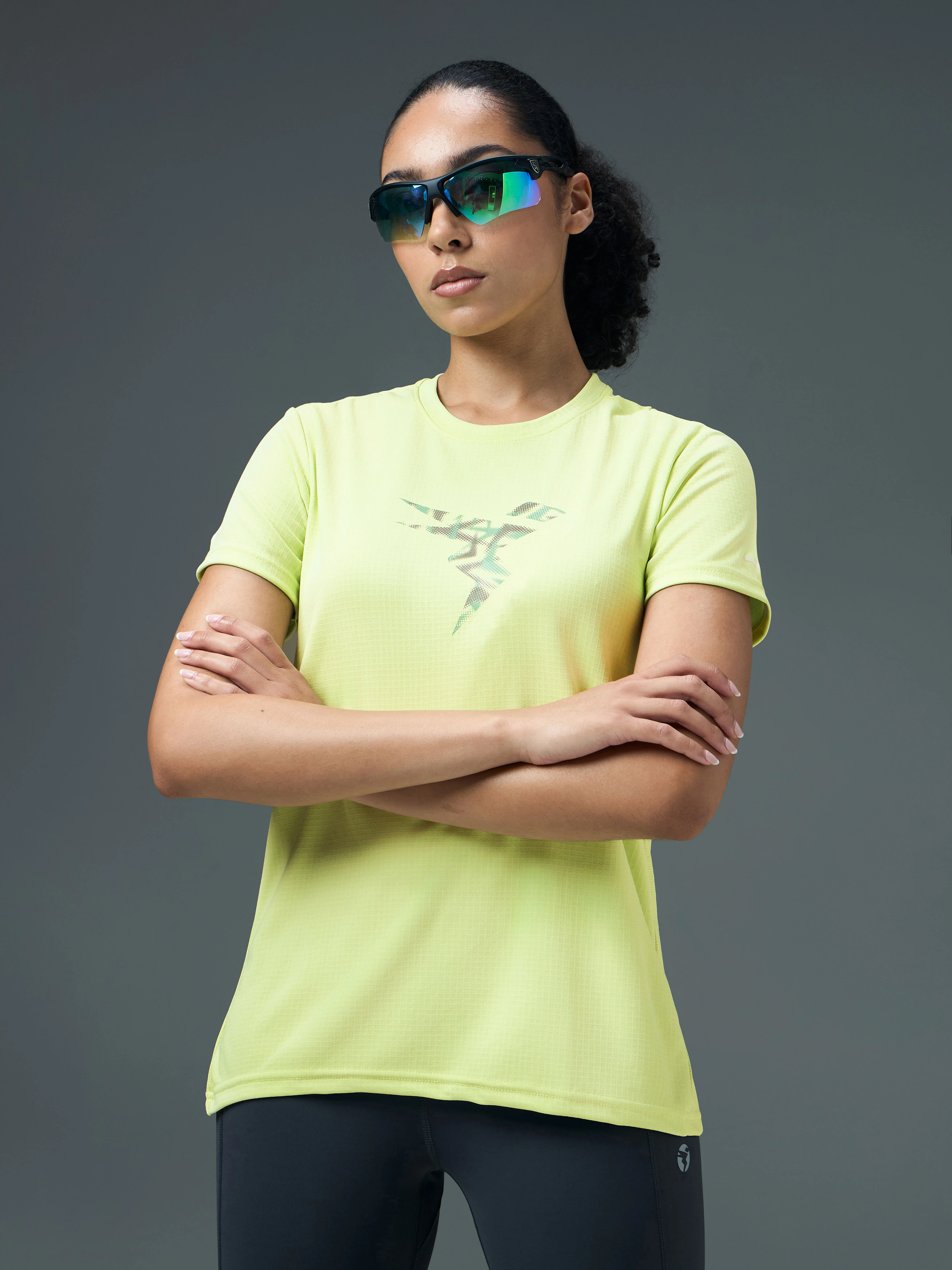 Women Printed Regular Fit Round Neck Sports Tee with TECHNOCOOL+ - Image 7