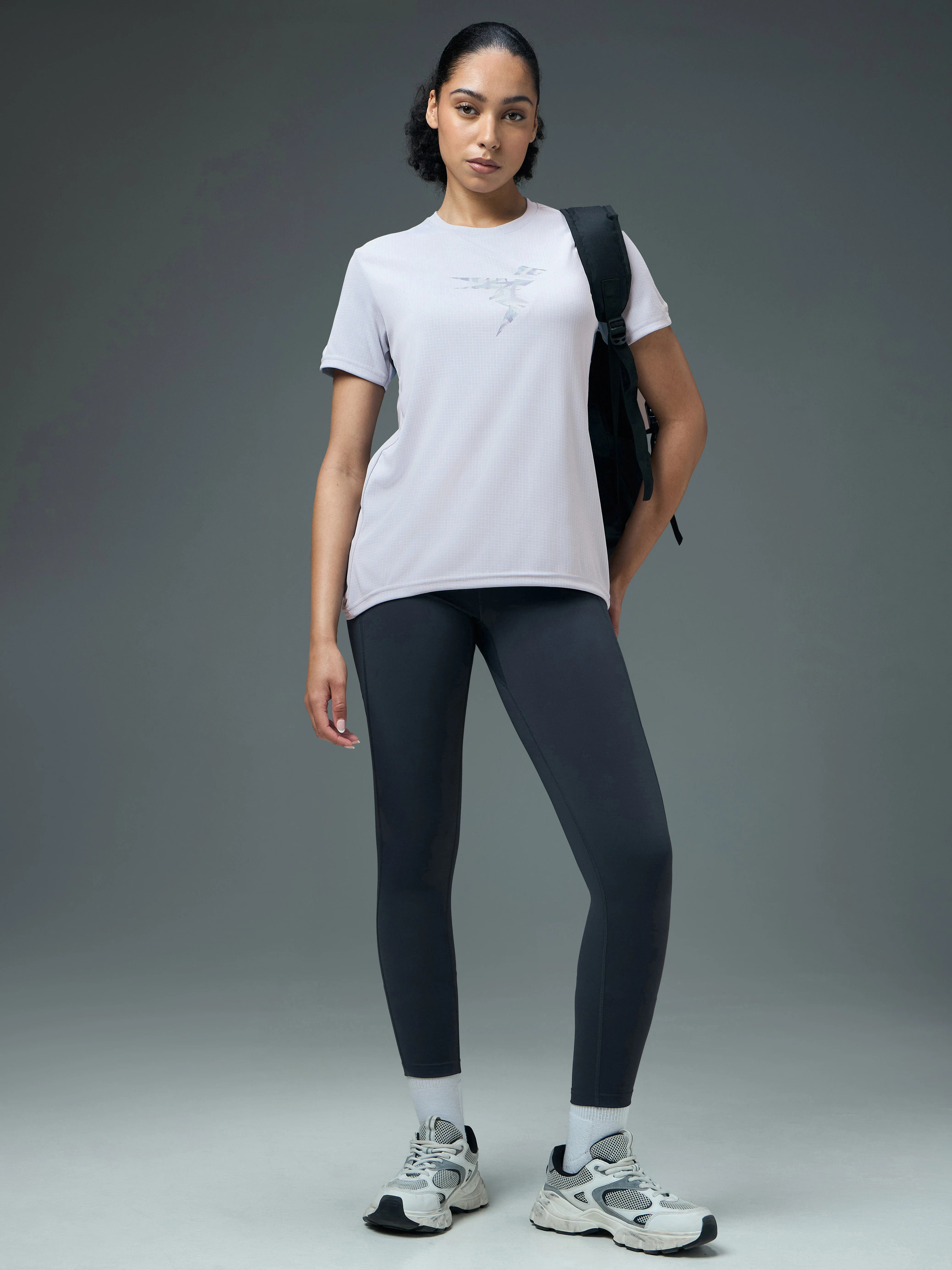 Women Printed Regular Fit Round Neck Sports Tee with TECHNOCOOL+ - Image 5