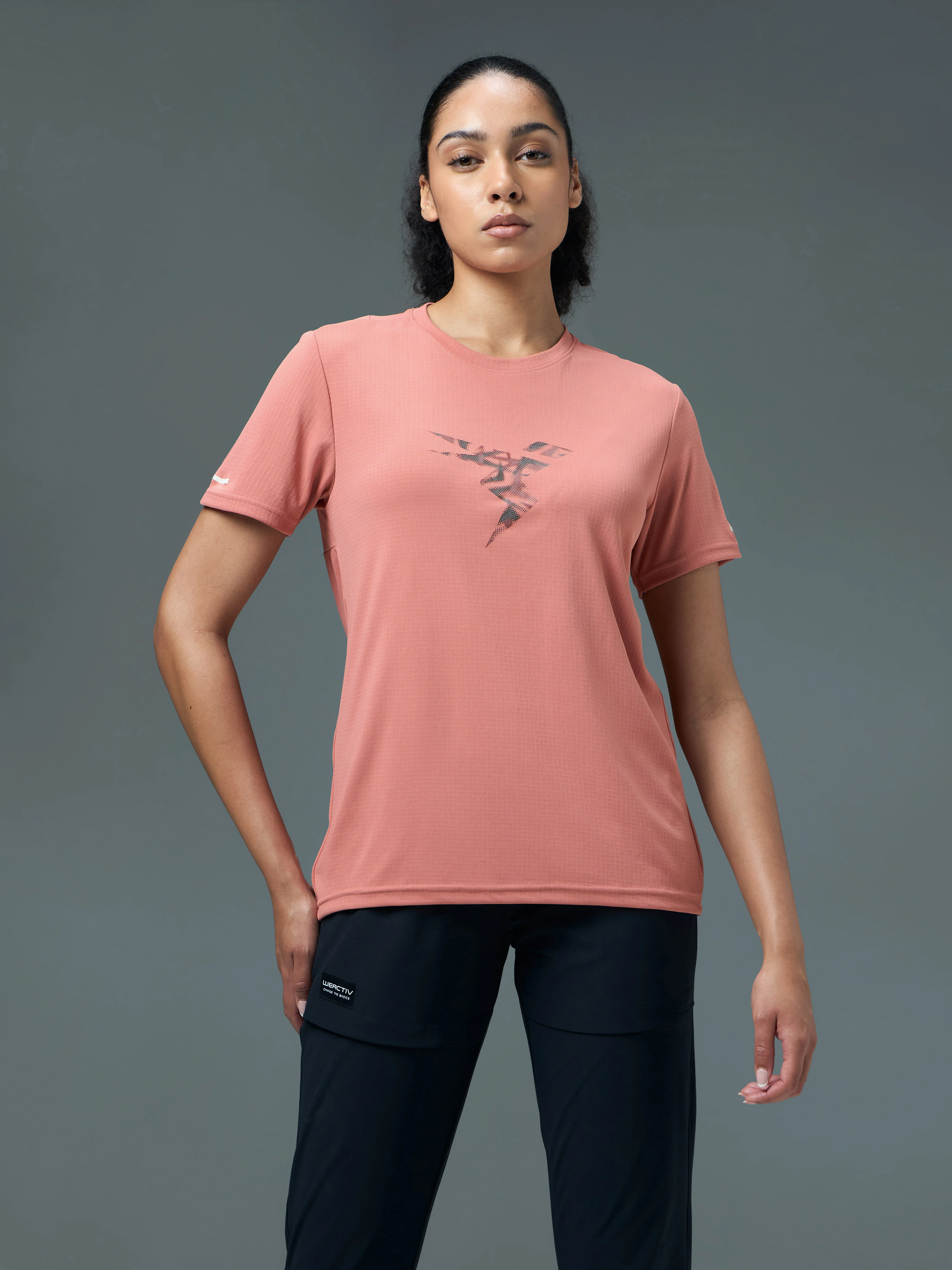 Women Printed Regular Fit Round Neck Sports Tee with TECHNOCOOL+ - Image 2