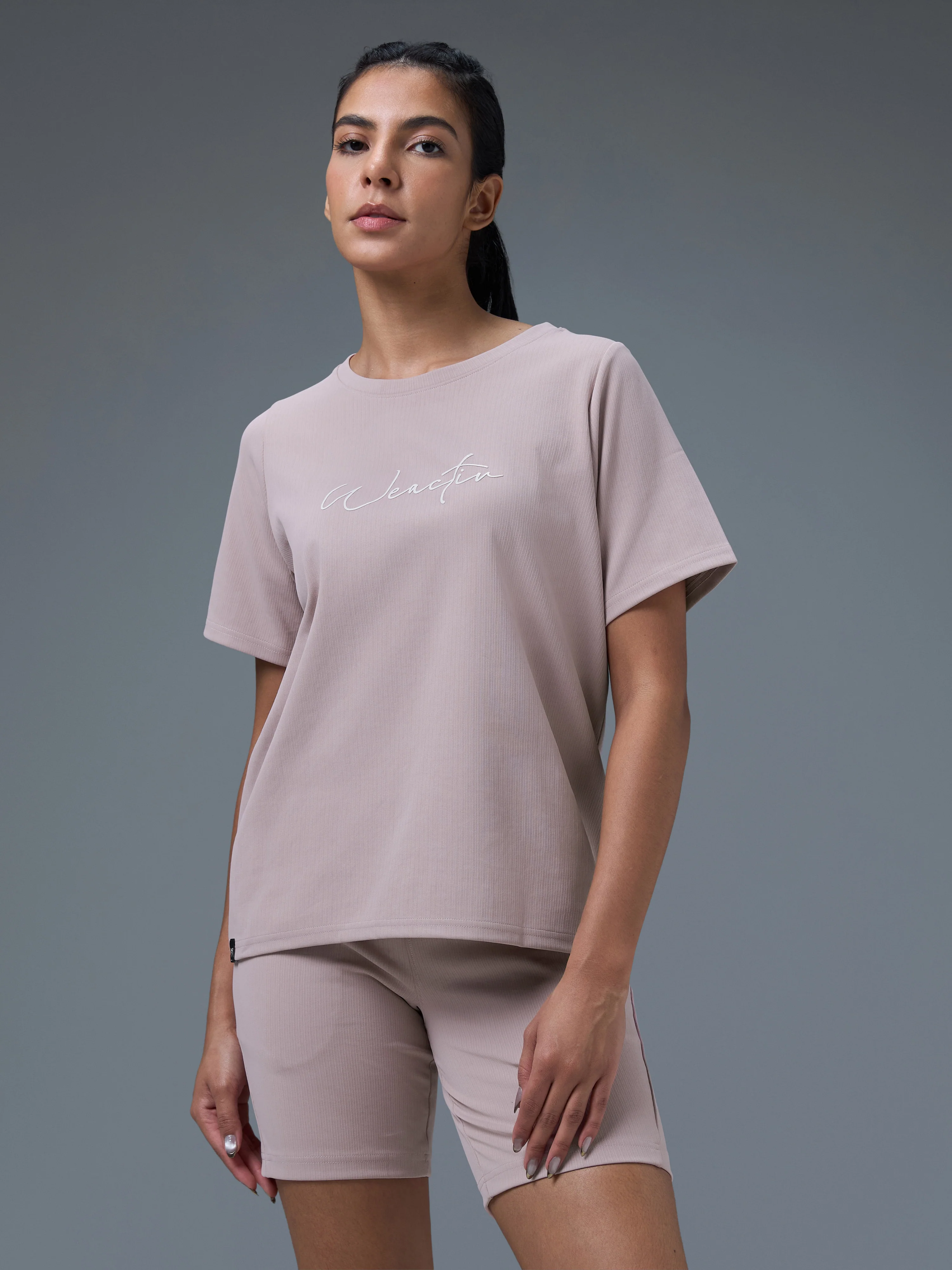 Women Printed Relaxed Fit Round Neck Sports Tee with ELASTO PLUS - Image 2