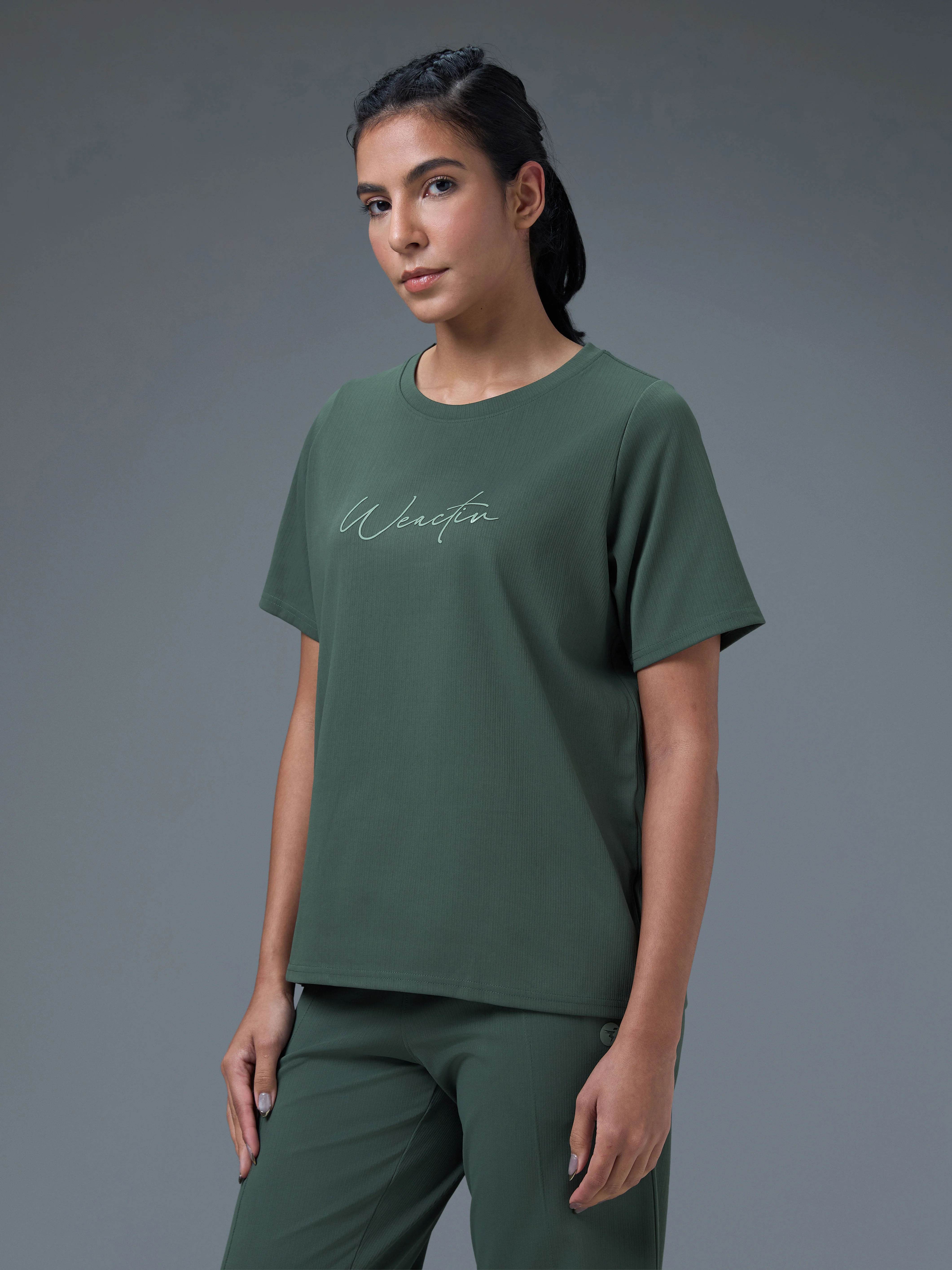 Women Printed Relaxed Fit Round Neck Sports Tee with ELASTO PLUS - Image 3