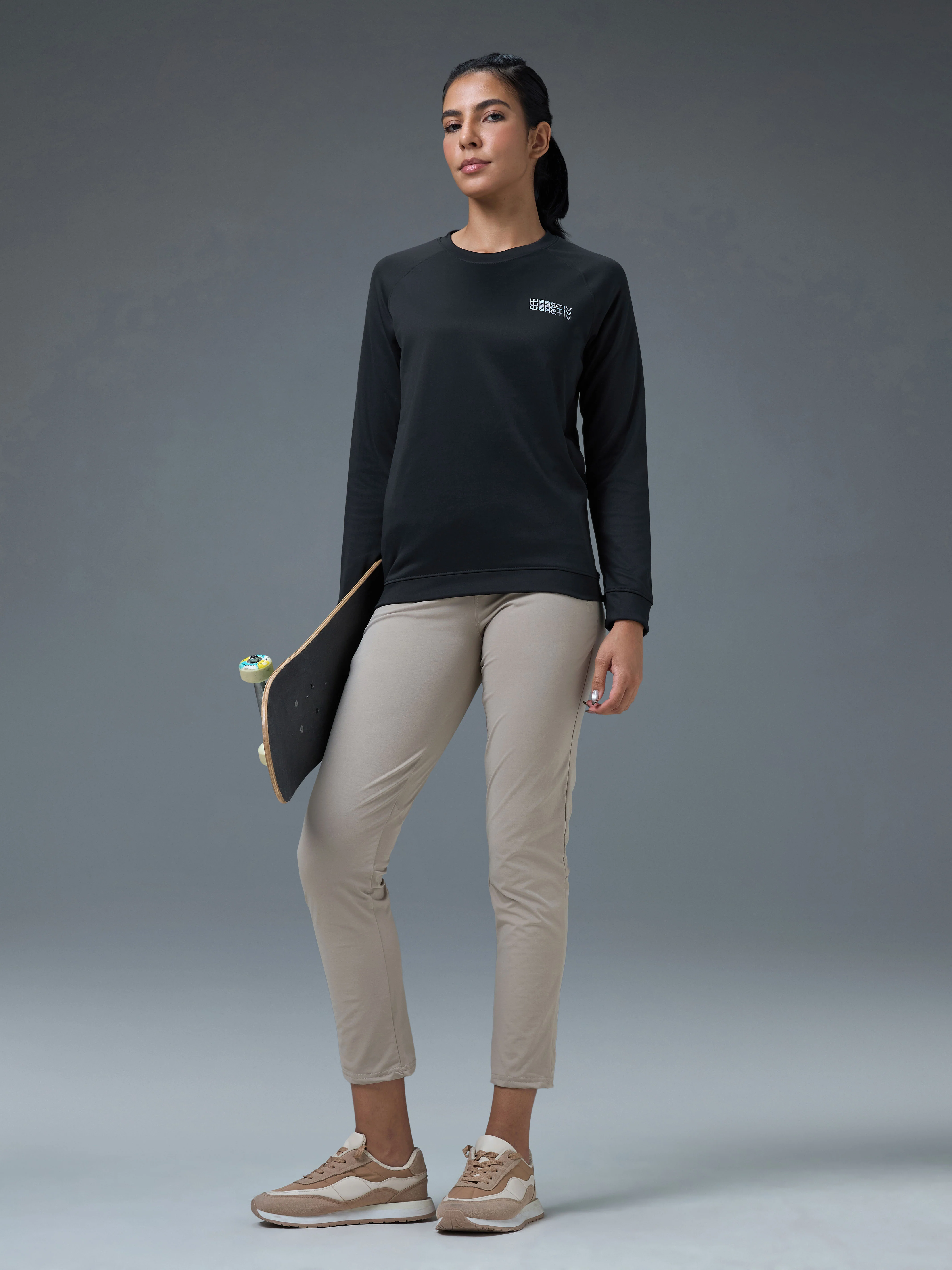 Women Printed Slim Fit Crew Neck Pullover with ELASTO PLUS - Image 5