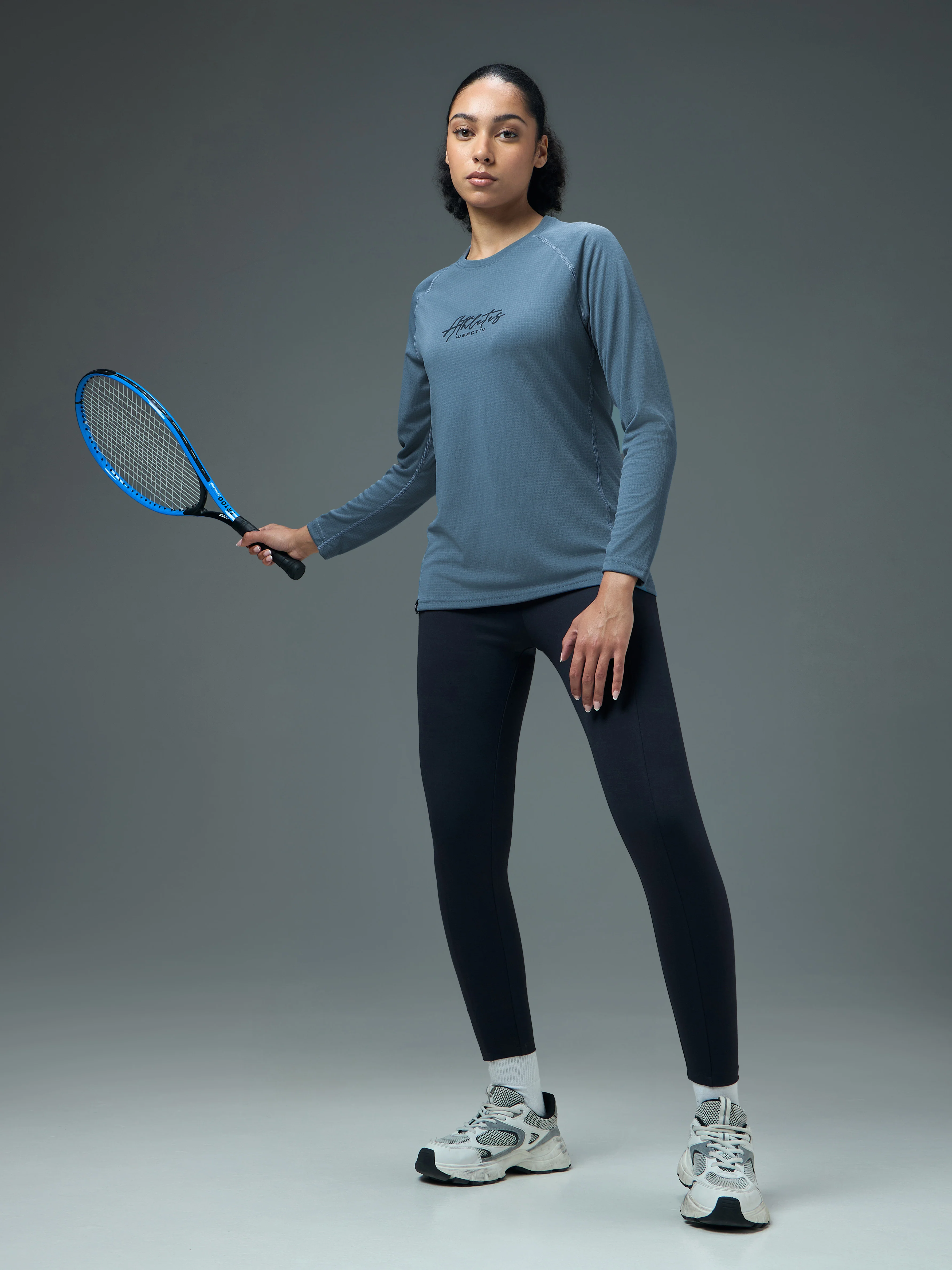 Women Printed Slim Fit Round Neck Sports Tee for Yoga & Fitness with TECHNOCOOL+ - Image 5