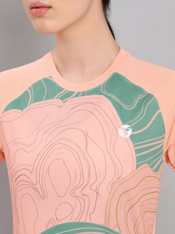 Women Abstract Print Slim Fit Crew Neck T-shirt with TECHNO COOL+ - Image 6