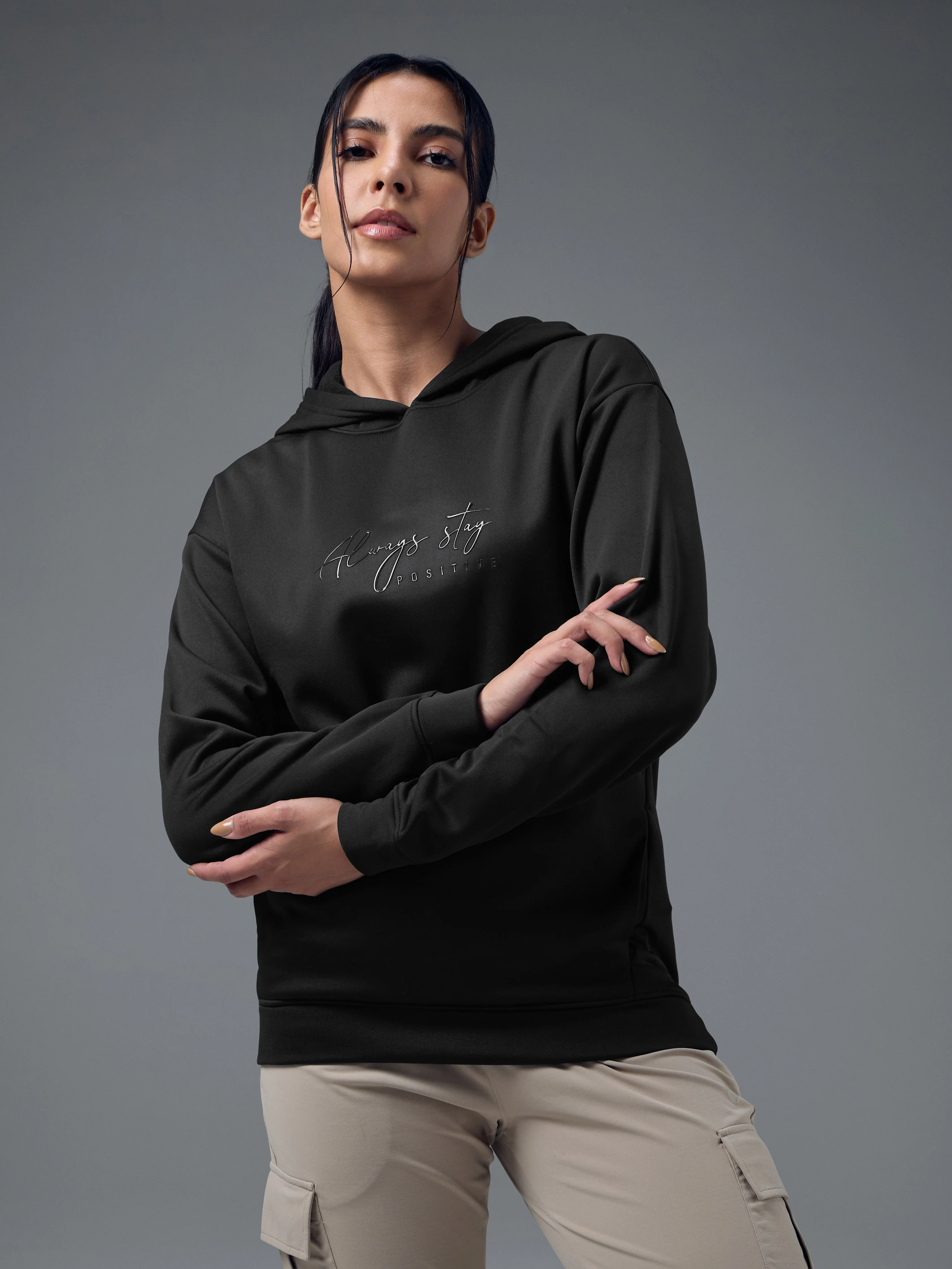 Women Slim Fit Hooded Sports Sweatshirt with TECHNOWARM+ - Image 2
