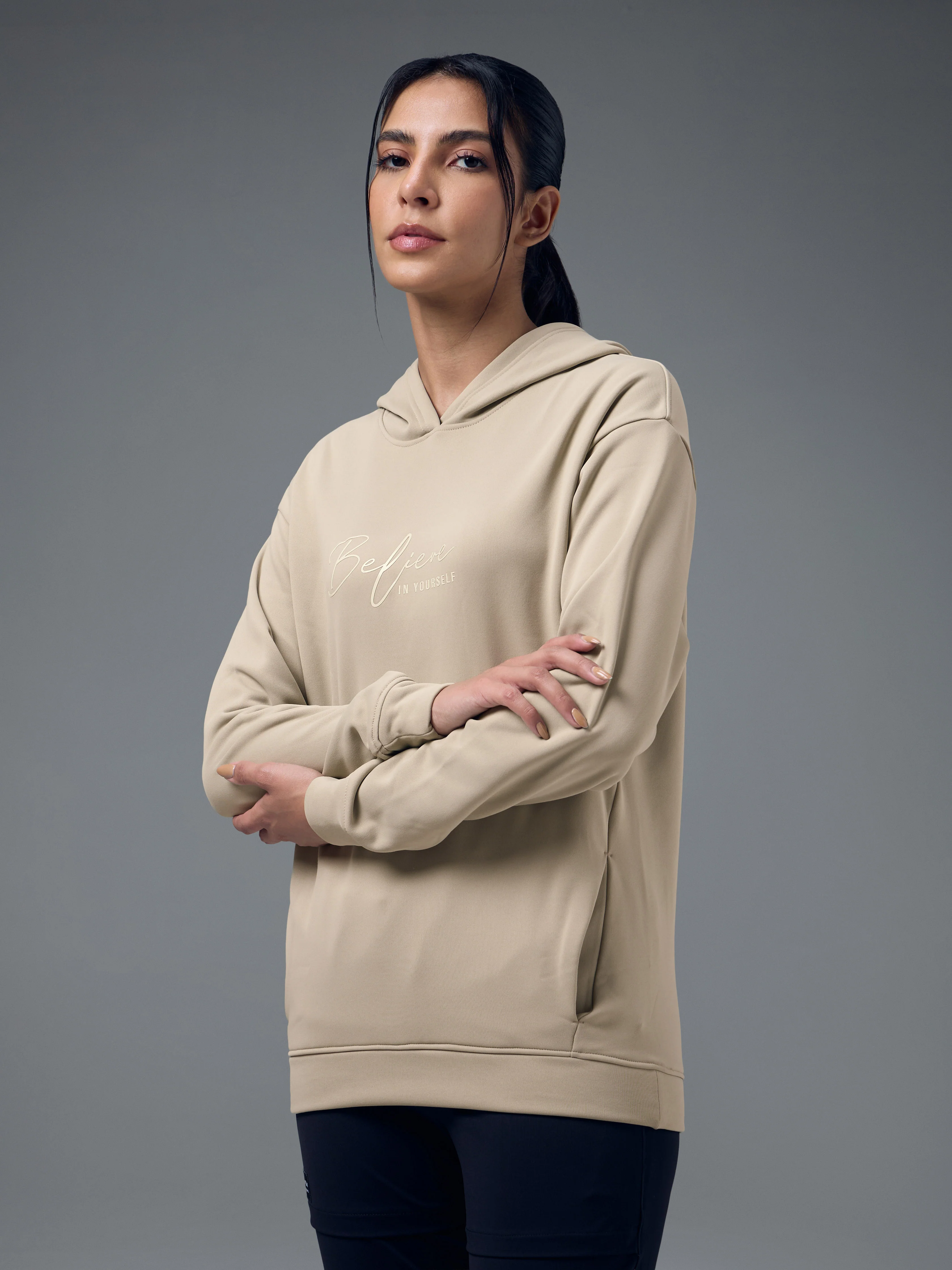 Women Slim Fit Hooded Sports Sweatshirt with TECHNOWARM+ - Image 4