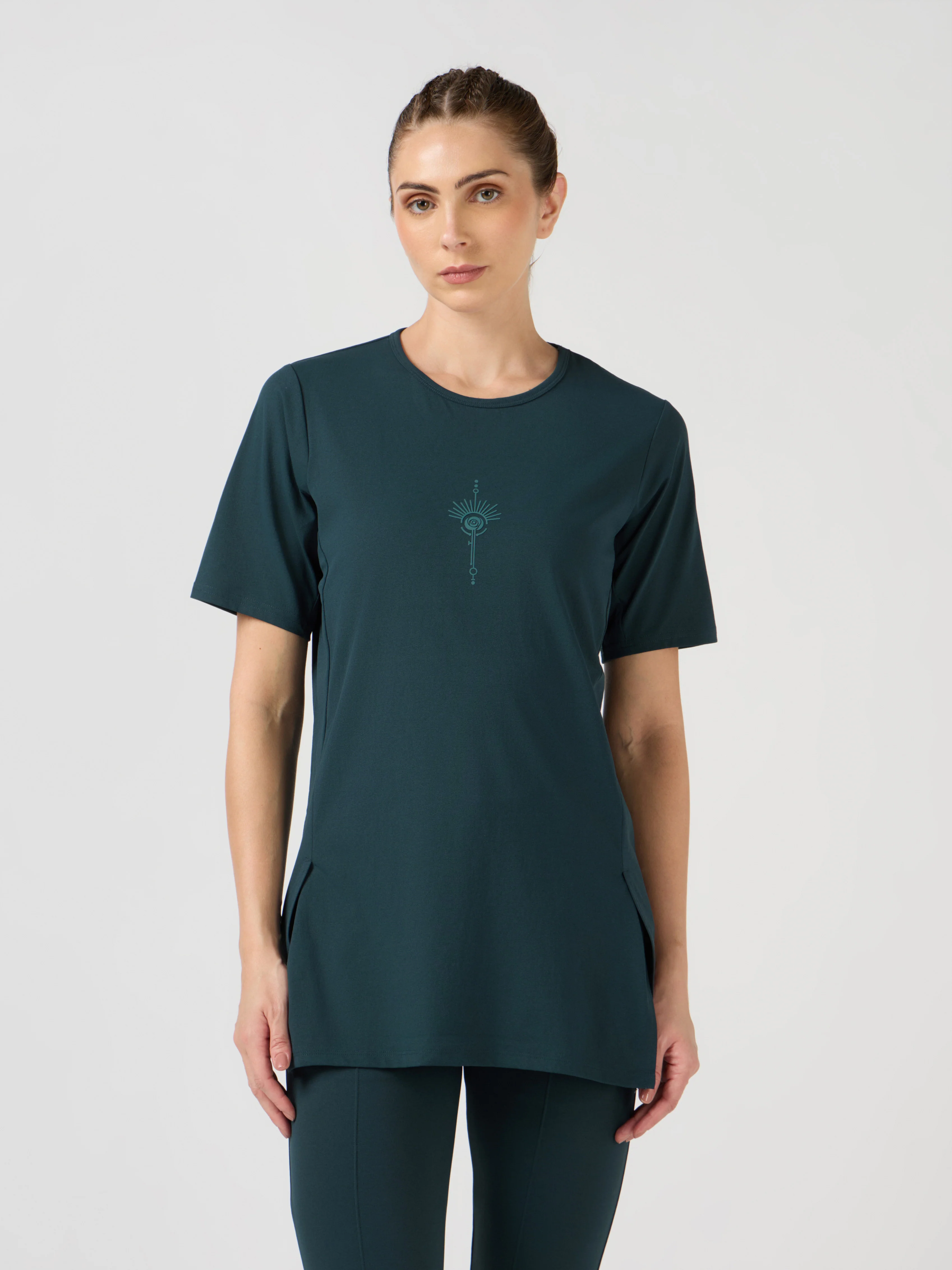 Women Slim Fit Mock Neck  Solid T-shirt with COTFLEX