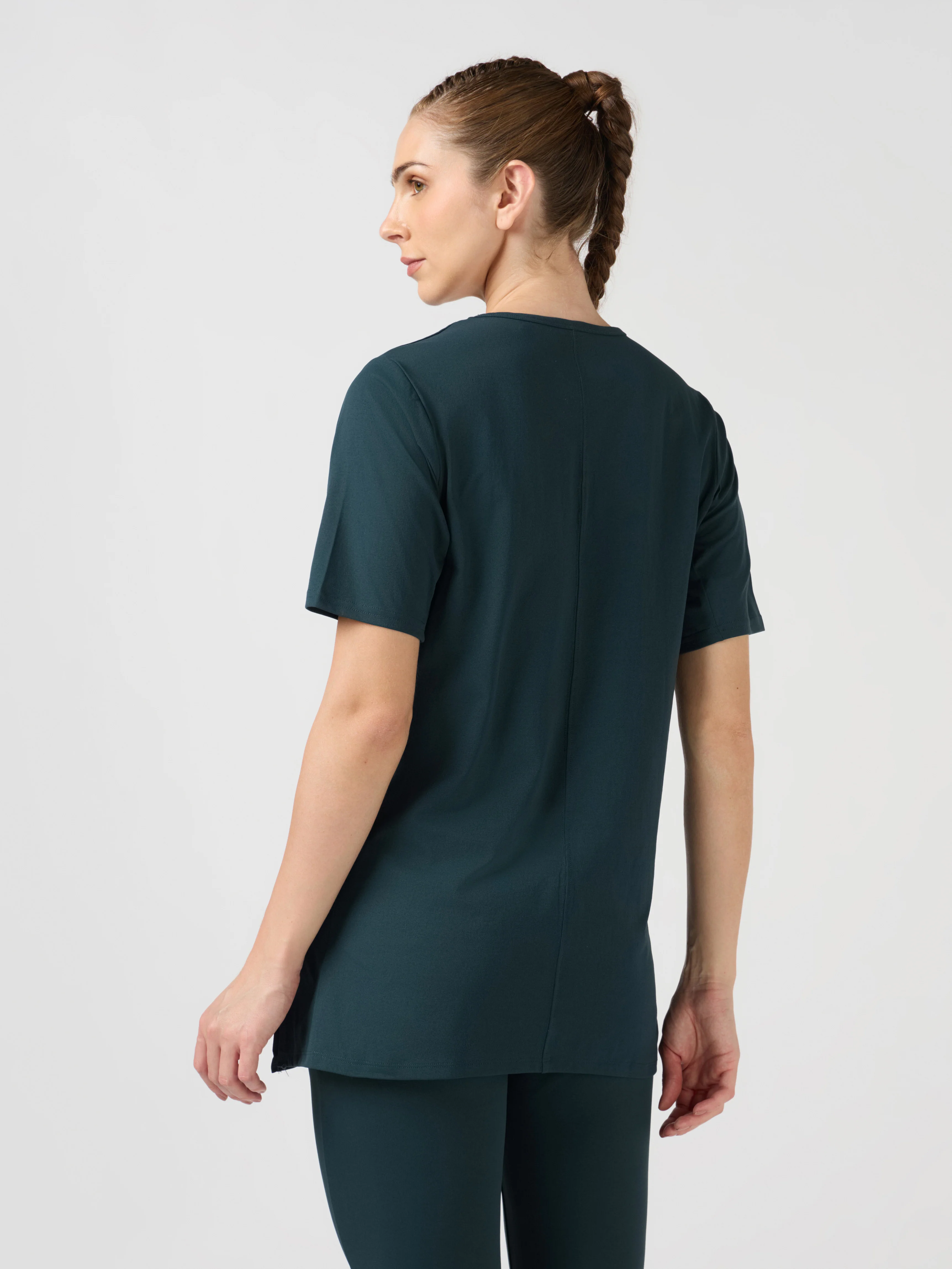 Women Slim Fit Mock Neck  Solid T-shirt with COTFLEX - Image 2