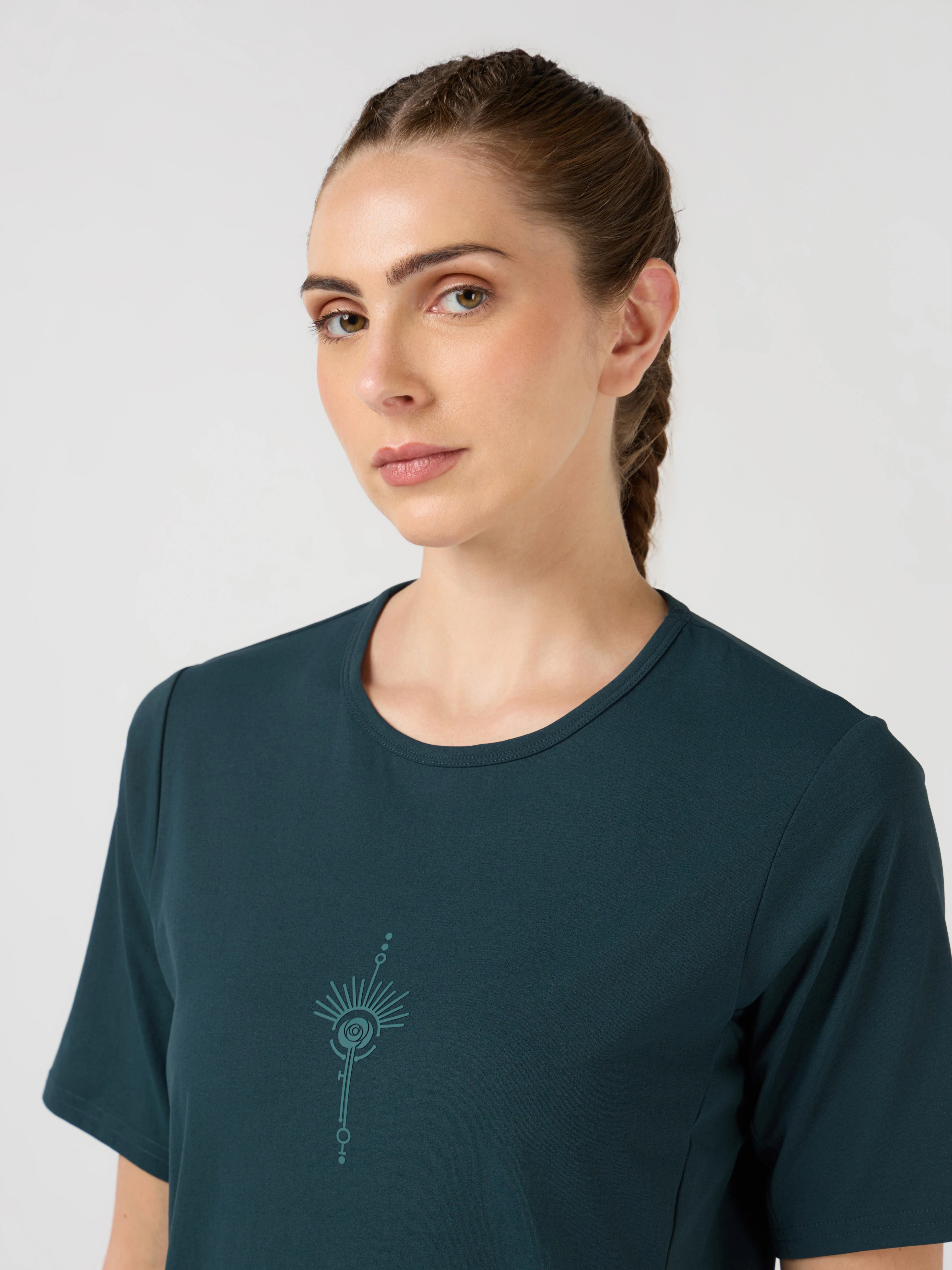 Women Slim Fit Mock Neck  Solid T-shirt with COTFLEX - Image 5