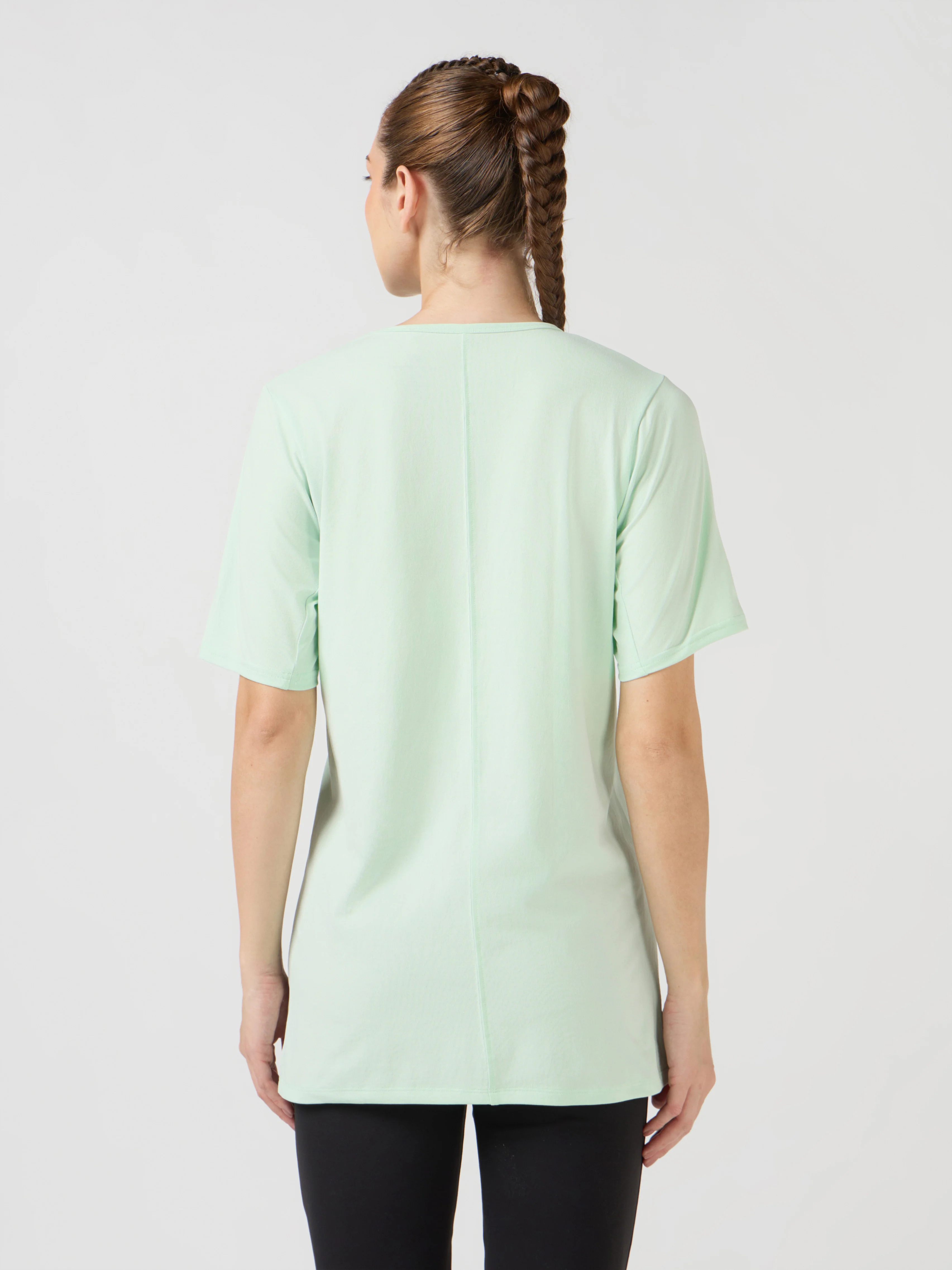 Women Slim Fit Mock Neck  Solid T-shirt with COTFLEX - Image 2