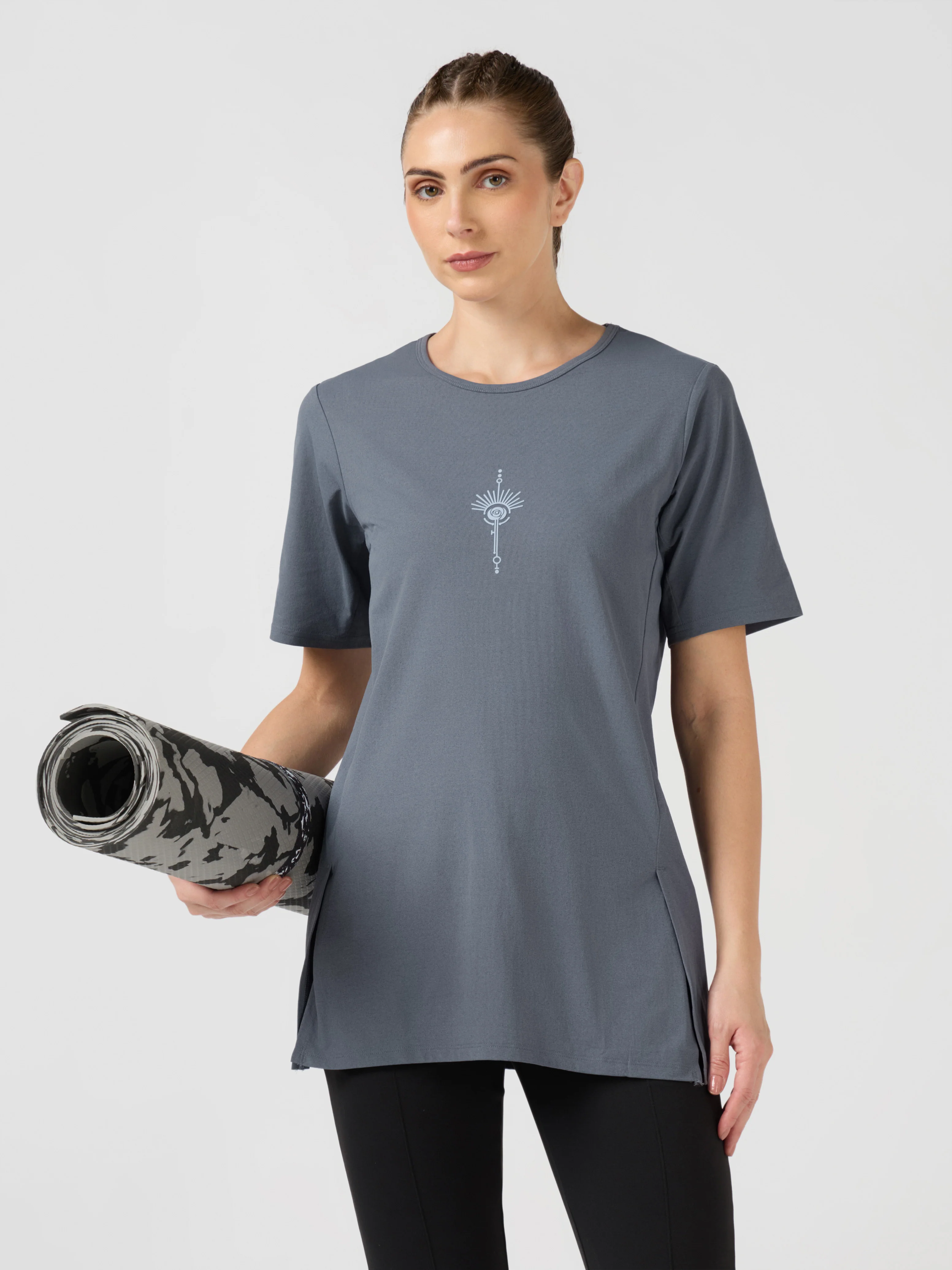 Women Slim Fit Mock Neck  Solid T-shirt with COTFLEX