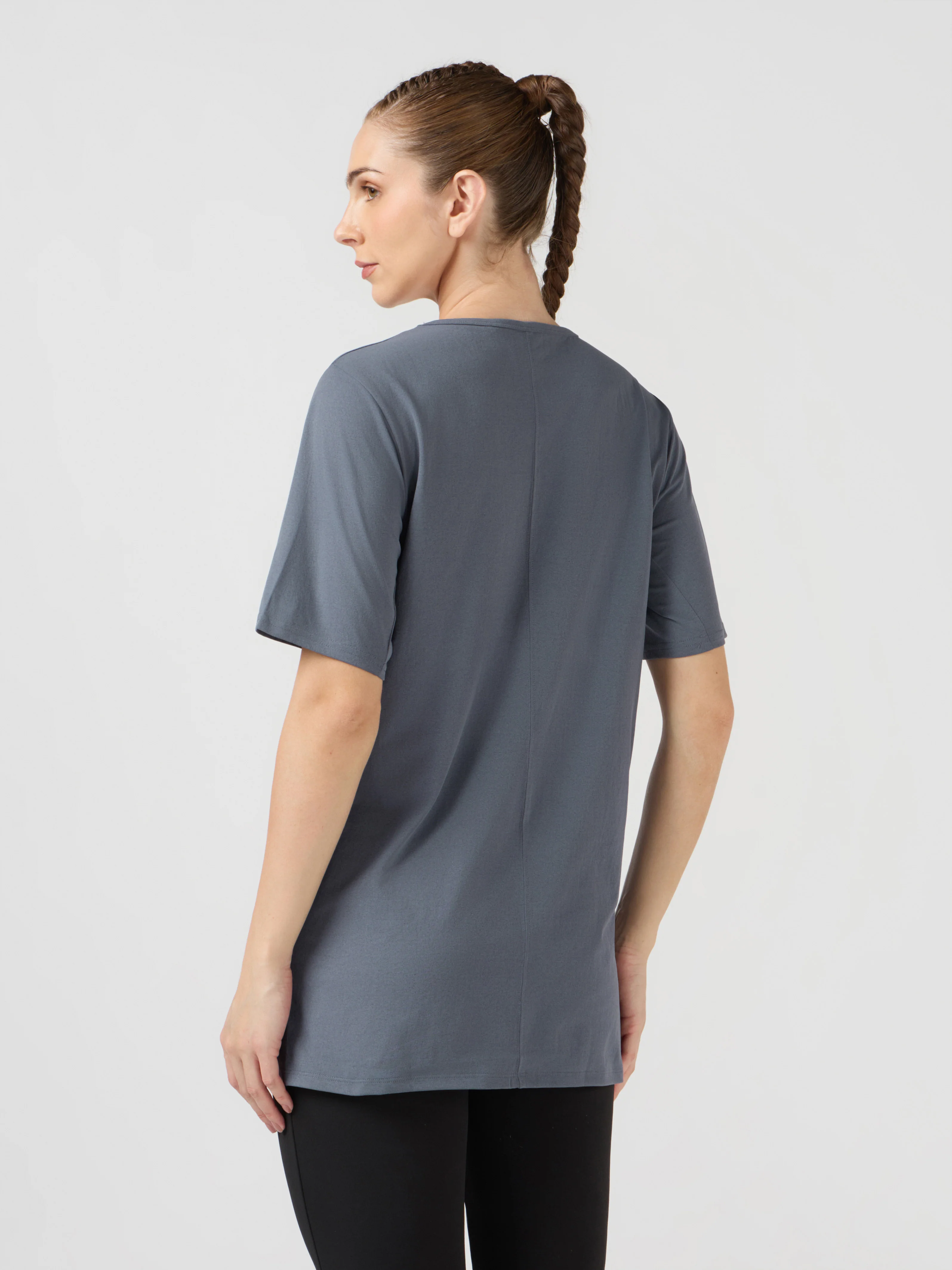 Women Slim Fit Mock Neck  Solid T-shirt with COTFLEX - Image 3