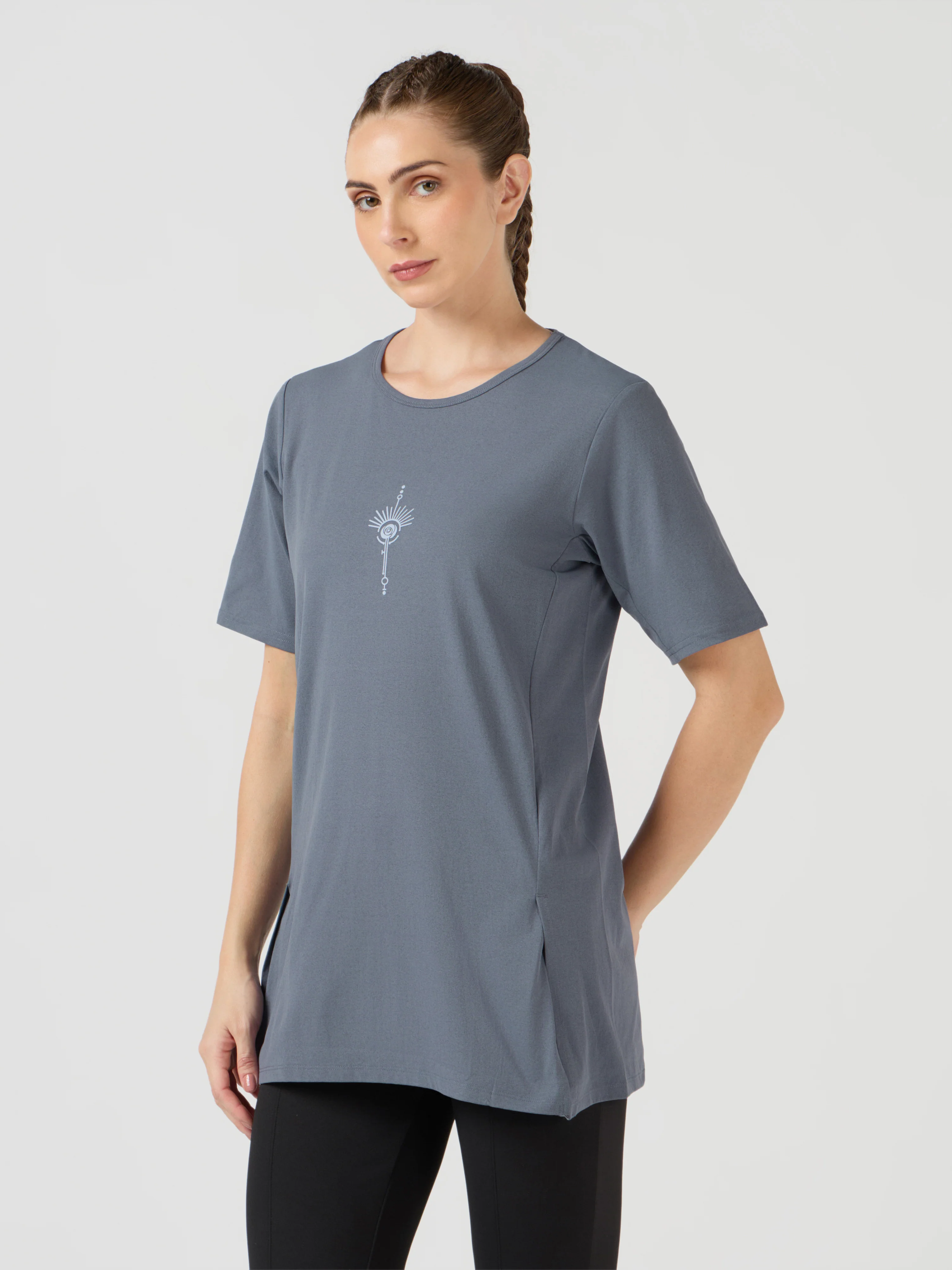 Women Slim Fit Mock Neck  Solid T-shirt with COTFLEX - Image 4