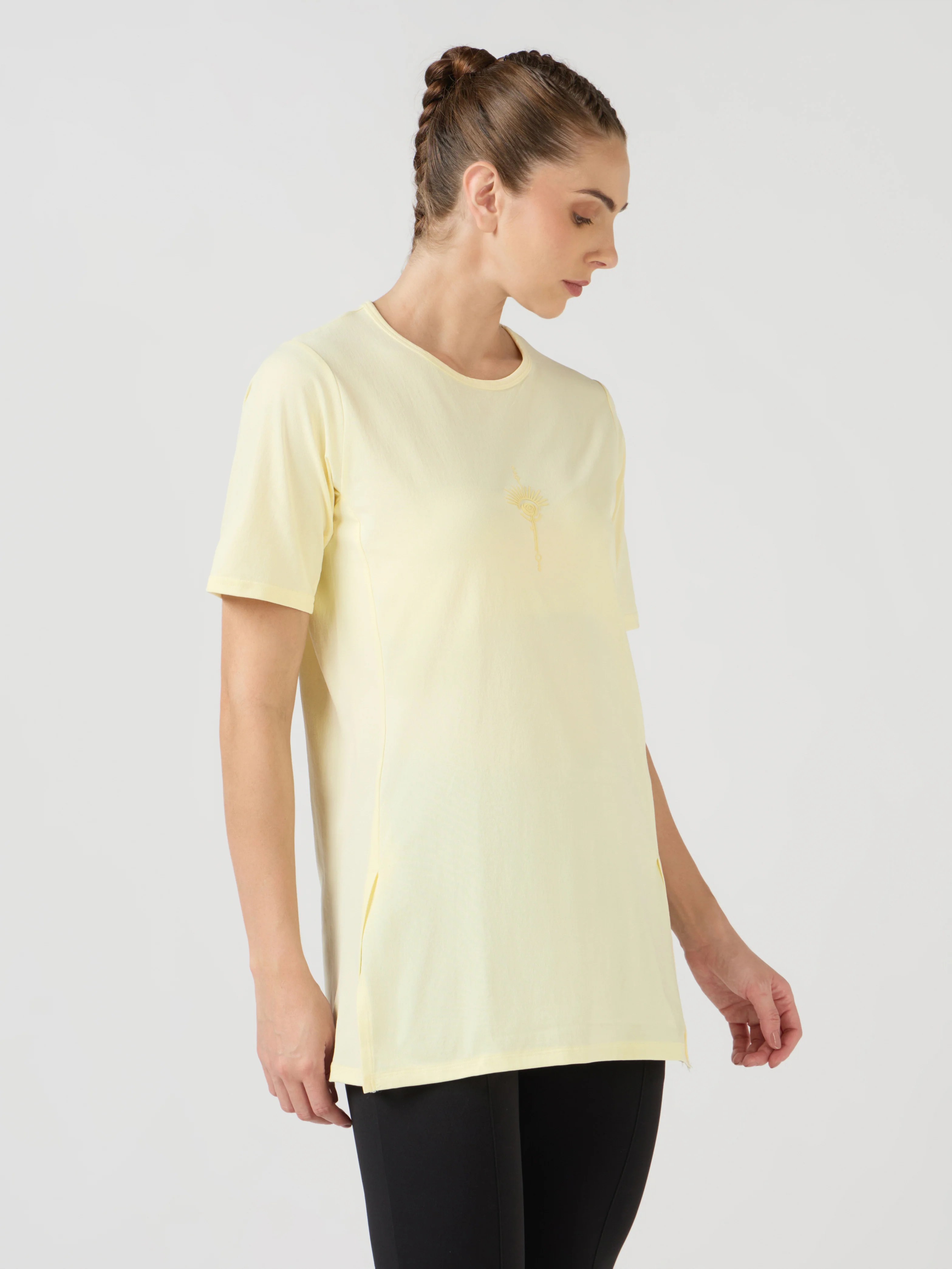 Women Slim Fit Mock Neck  Solid T-shirt with COTFLEX - Image 3