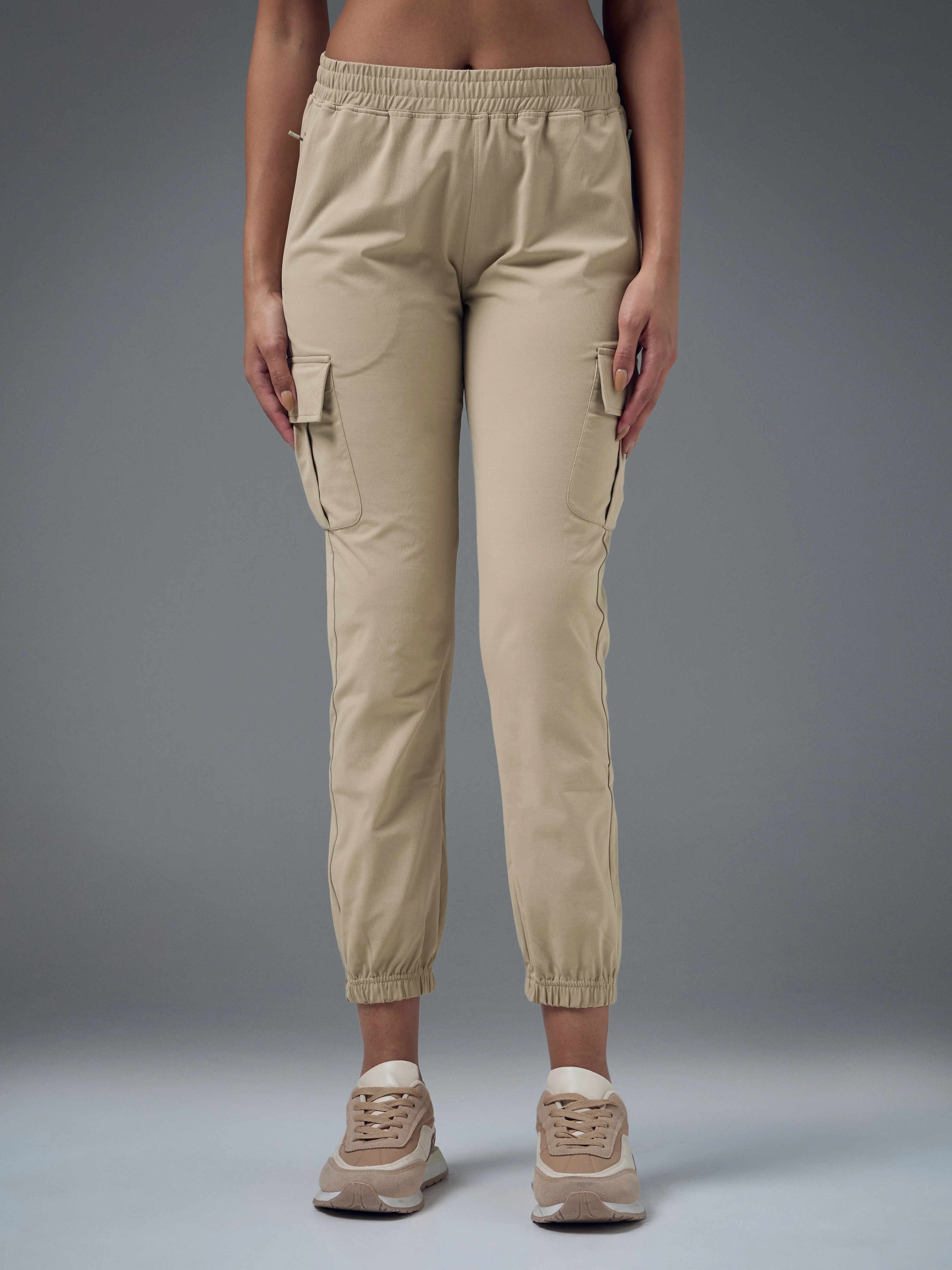 Women Solid Slim Fit Cargo Trackpants with TECHNO GUARD - Image 2