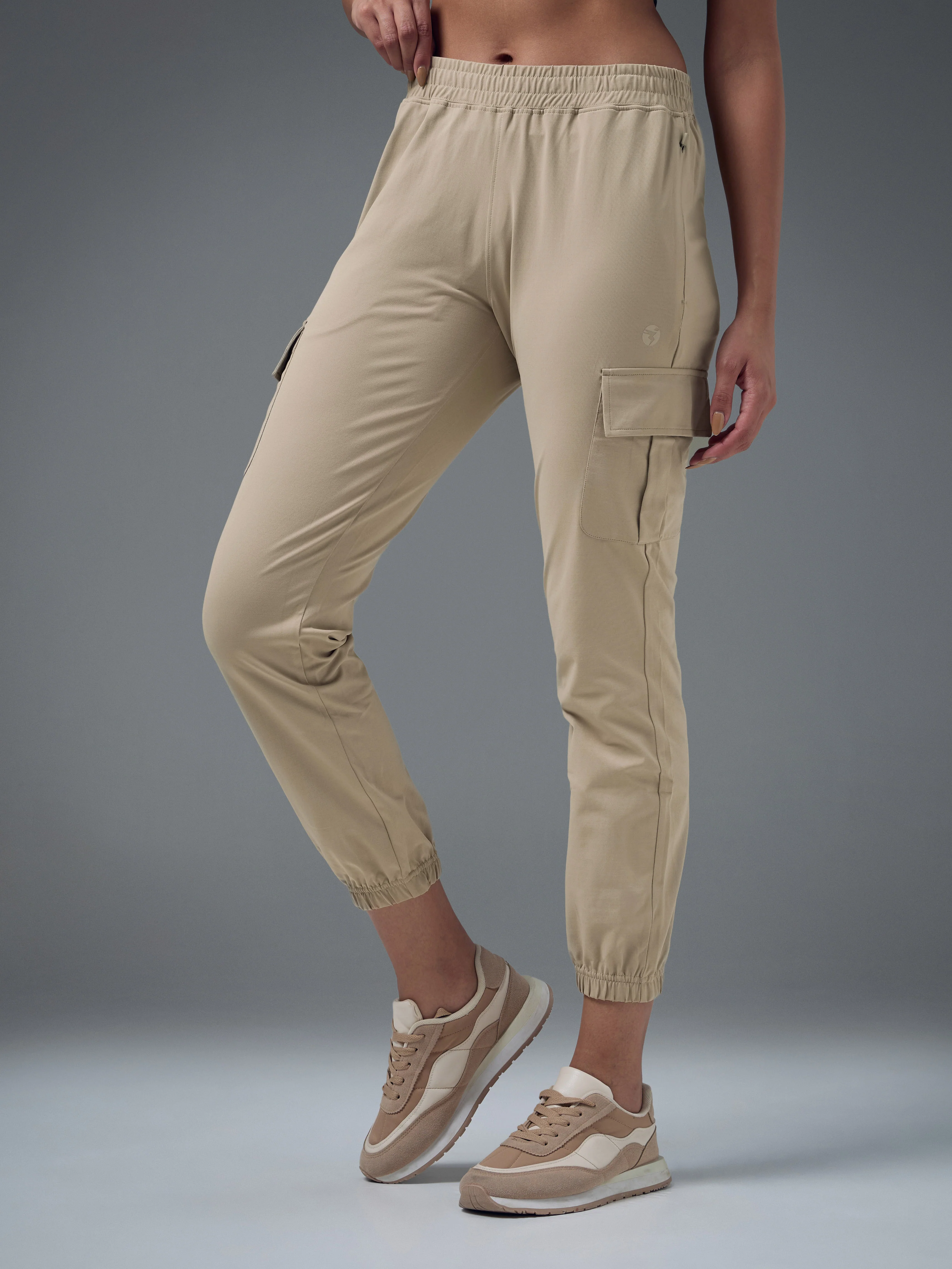 Women Solid Slim Fit Cargo Trackpants with TECHNO GUARD - Image 4