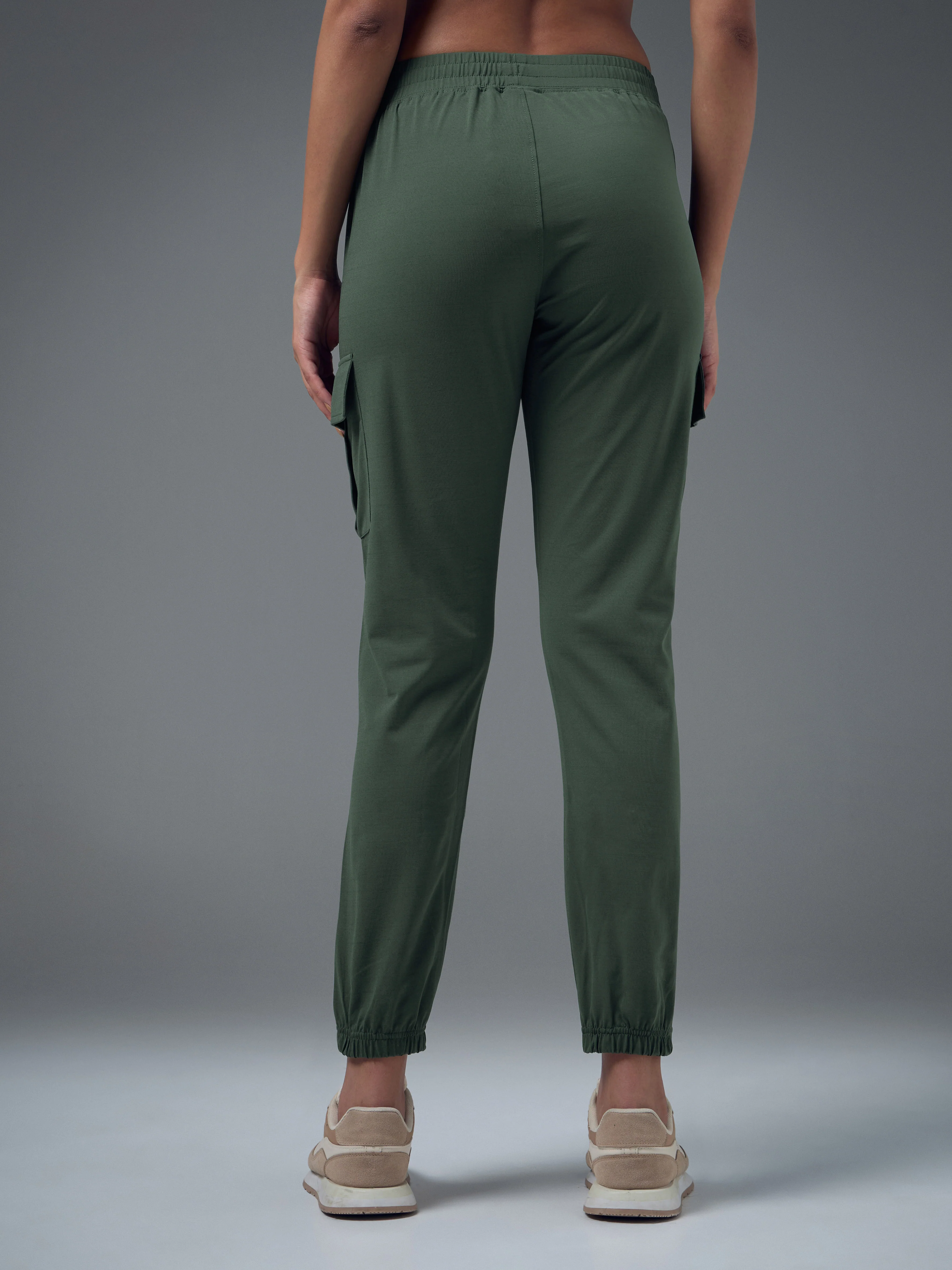 Women Solid Slim Fit Cargo Trackpants with TECHNO GUARD - Image 3