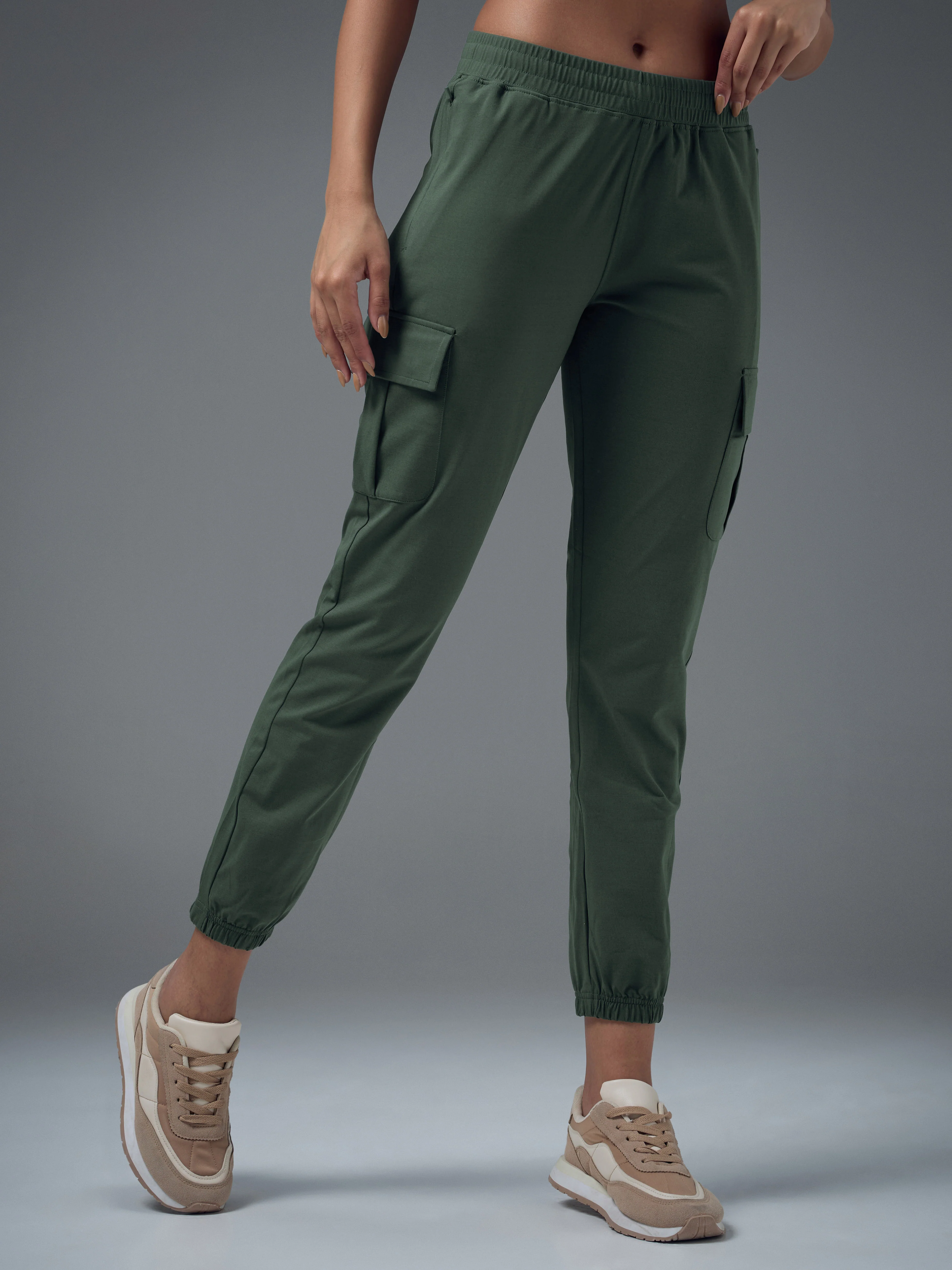 Women Solid Slim Fit Cargo Trackpants with TECHNO GUARD - Image 4