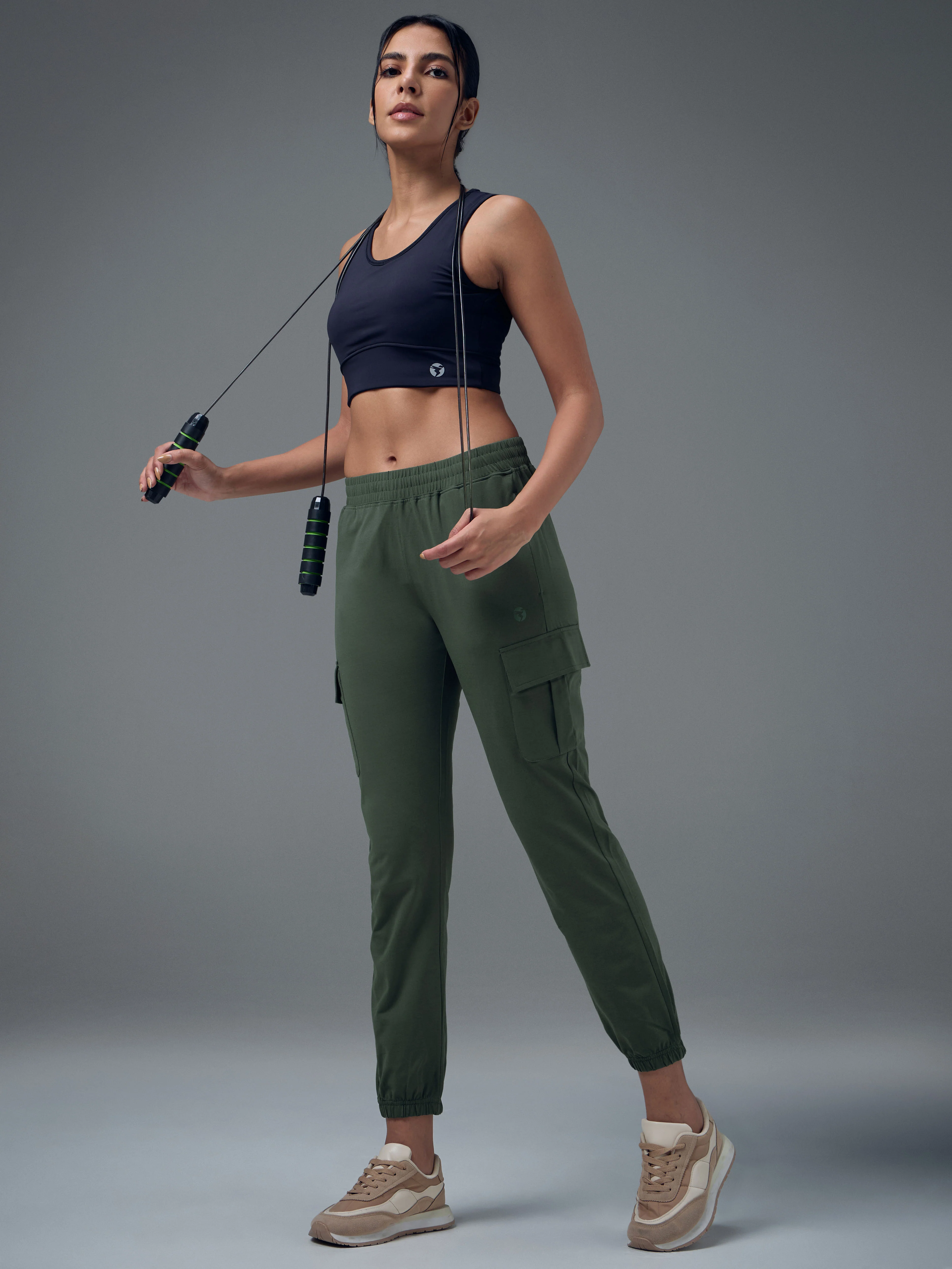 Women Solid Slim Fit Cargo Trackpants with TECHNO GUARD - Image 5