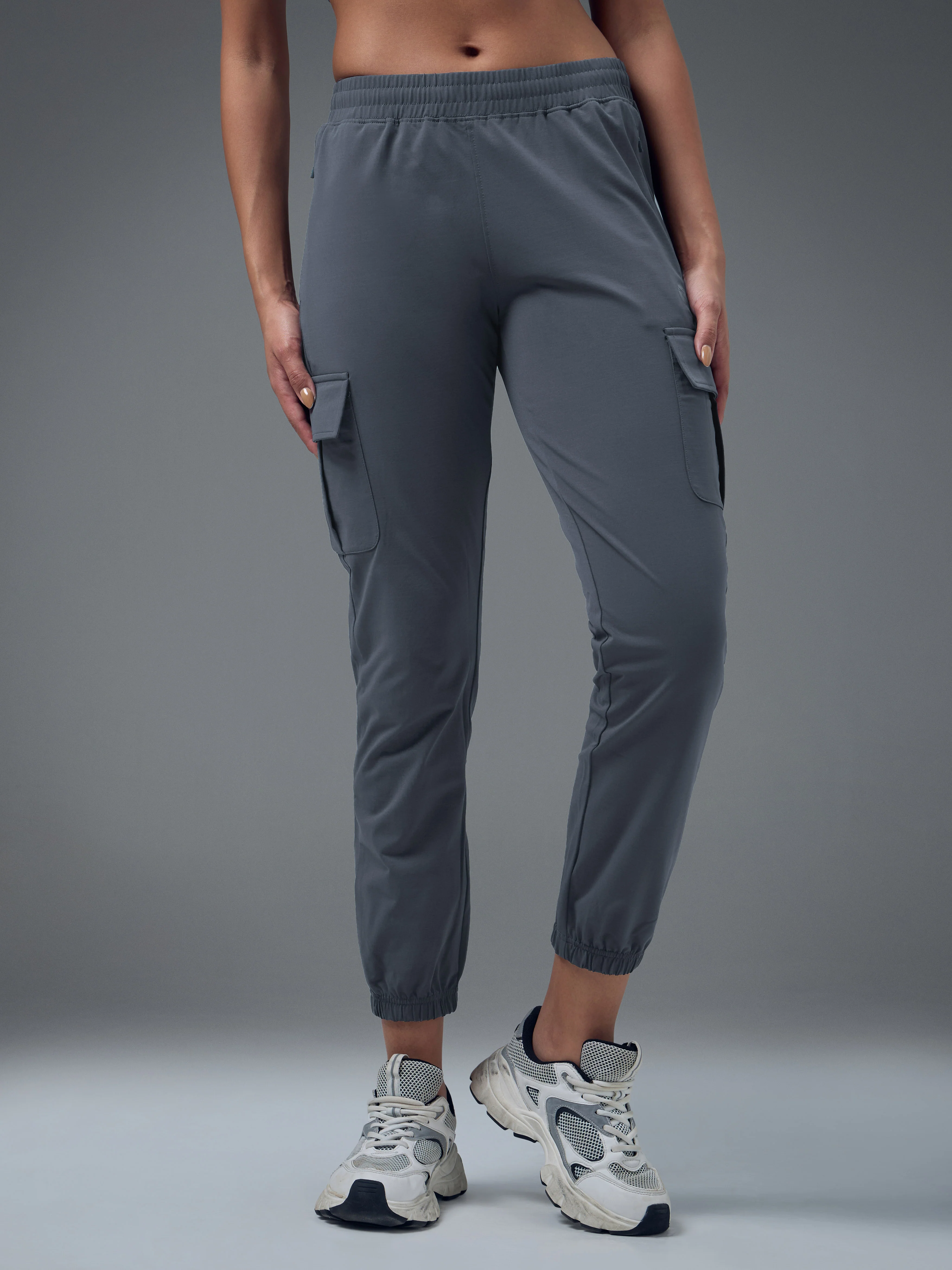 Women Solid Slim Fit Cargo Trackpants with TECHNO GUARD - Image 4