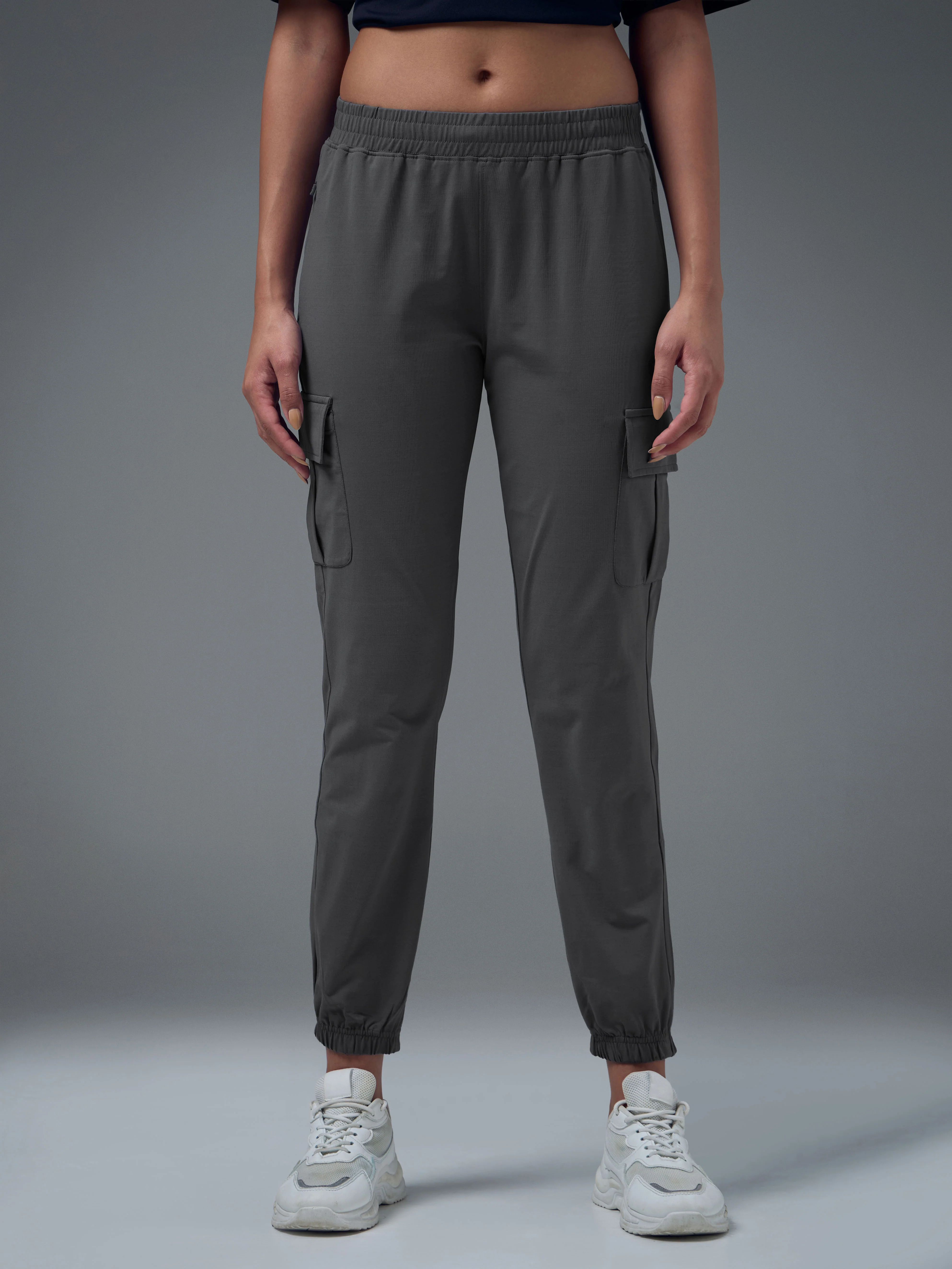 Women Solid Slim Fit Cargo Trackpants with TECHNO GUARD - Image 2