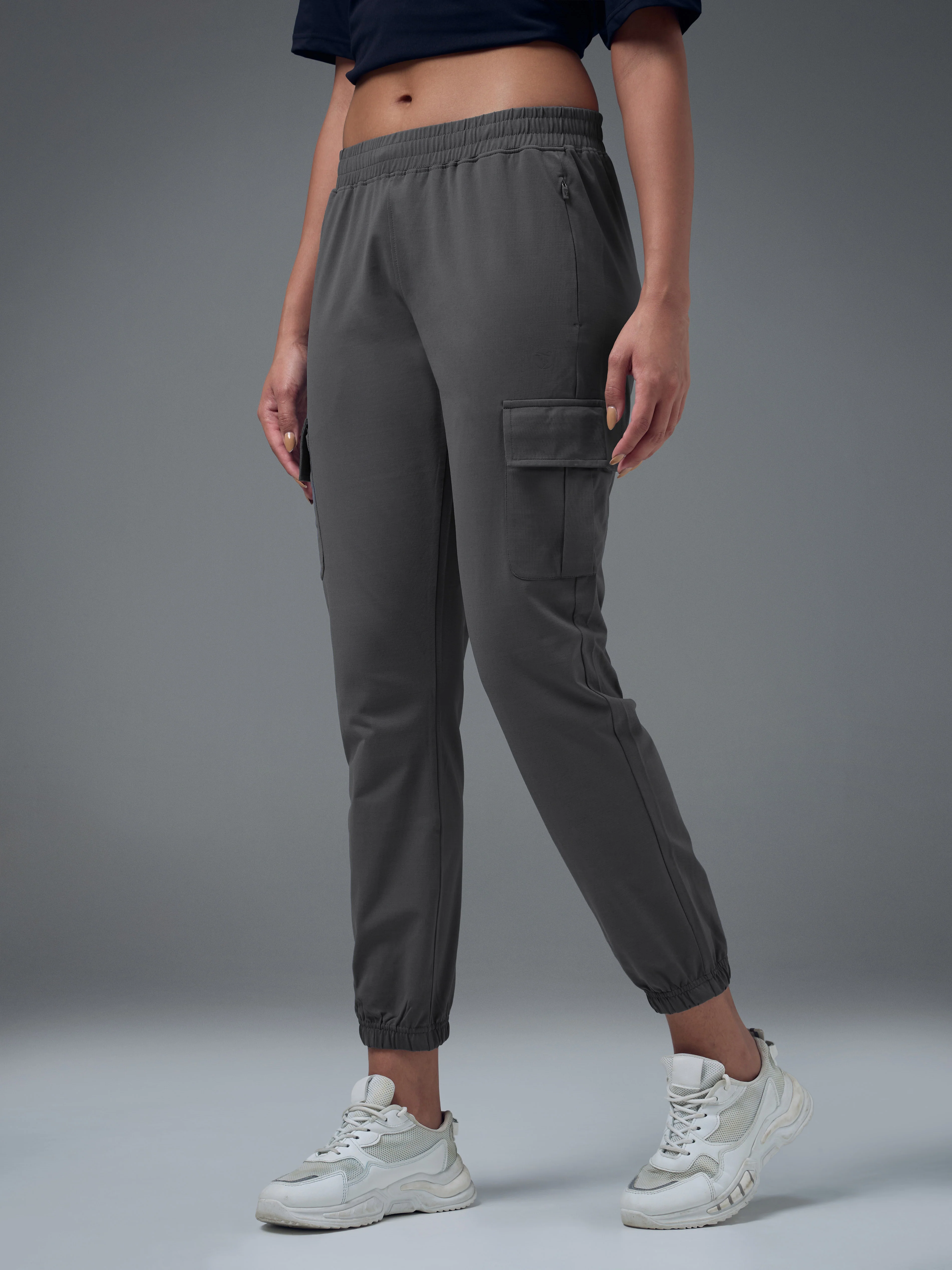 Women Solid Slim Fit Cargo Trackpants with TECHNO GUARD - Image 4