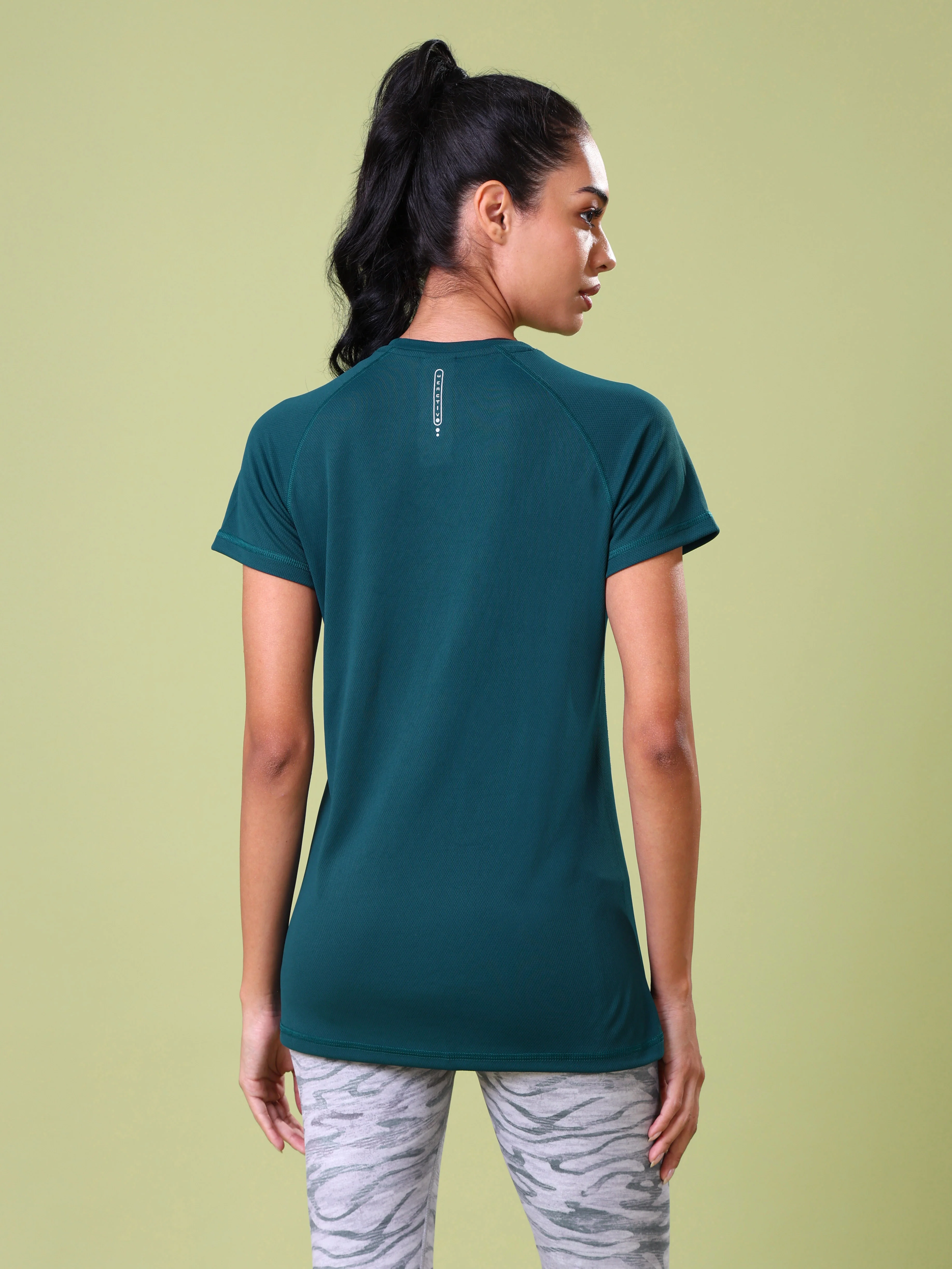 Women Solid Slim Fit Crew Neck T-shirt with TECHNO COOL - Image 2