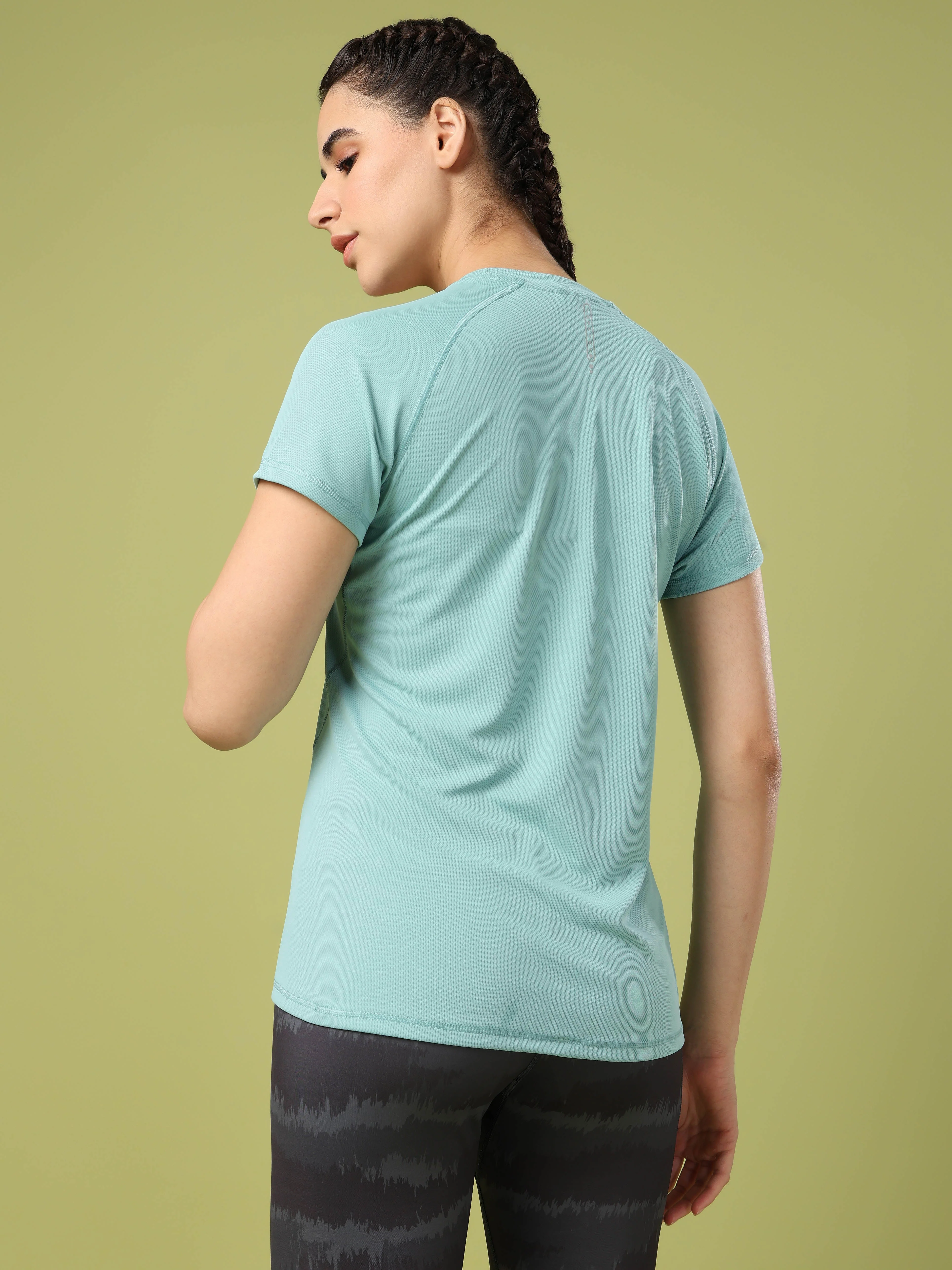Women Solid Slim Fit Crew Neck T-shirt with TECHNO COOL - Image 3