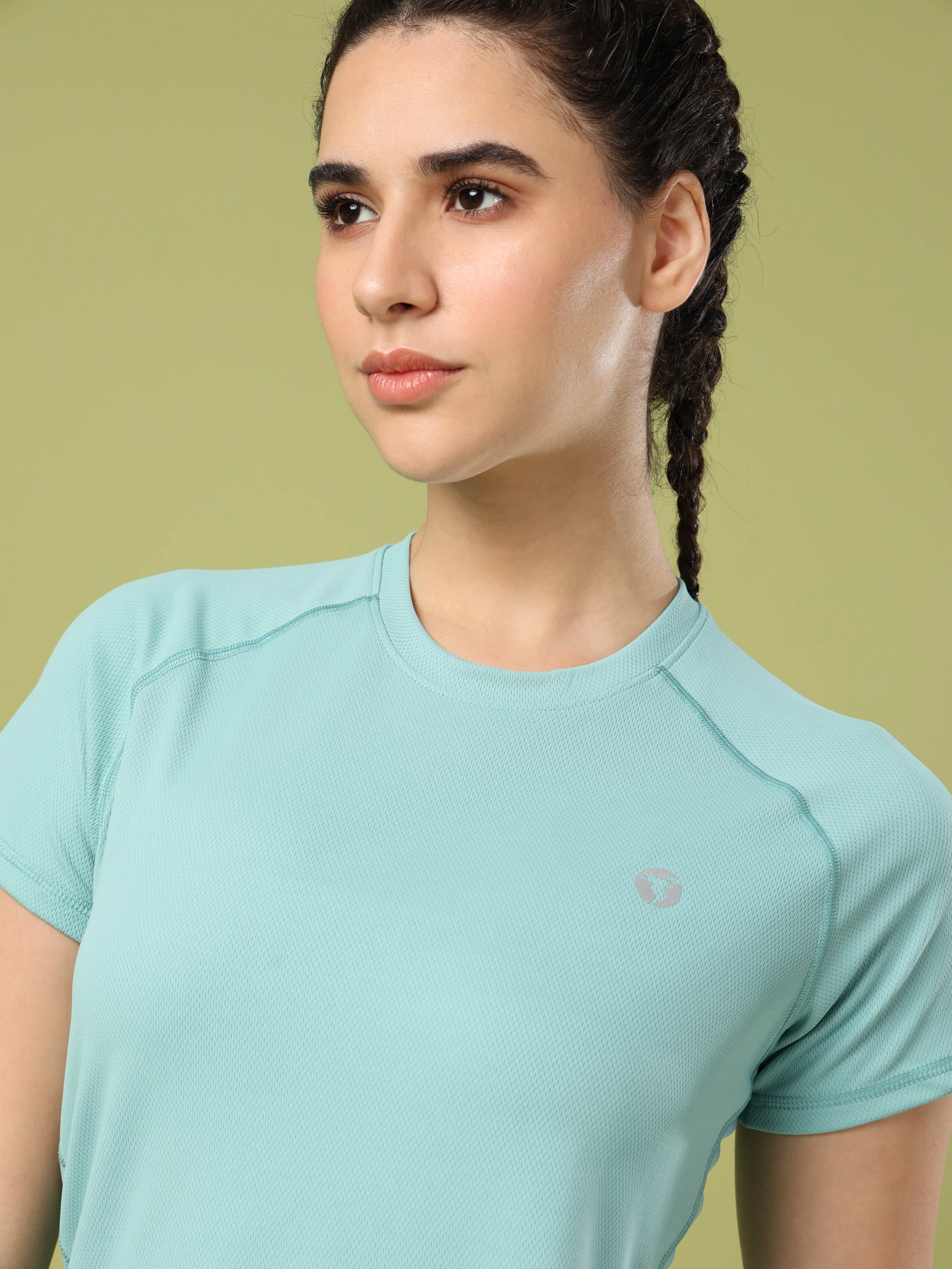 Women Solid Slim Fit Crew Neck T-shirt with TECHNO COOL - Image 6
