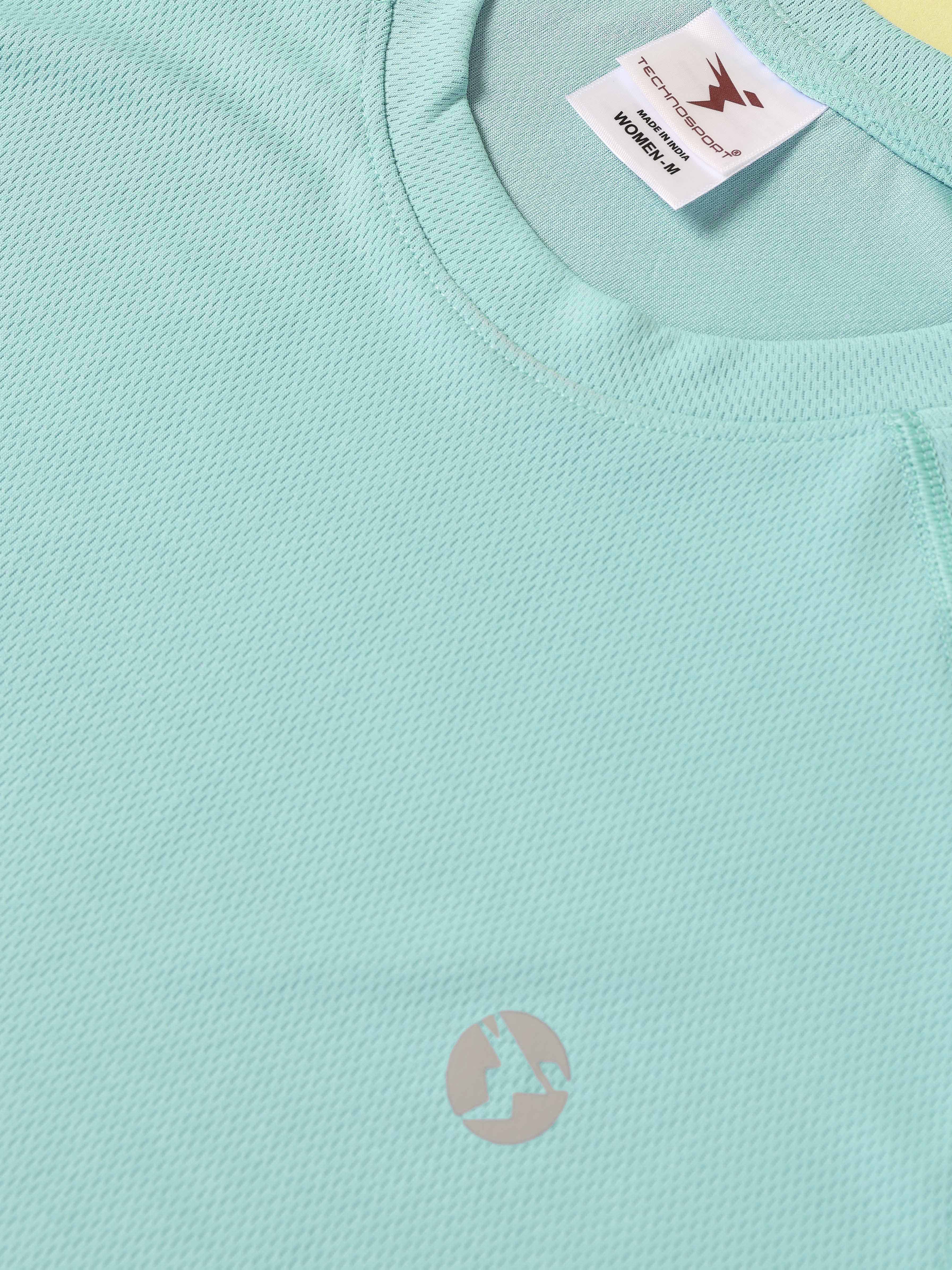 Women Solid Slim Fit Crew Neck T-shirt with TECHNO COOL - Image 7