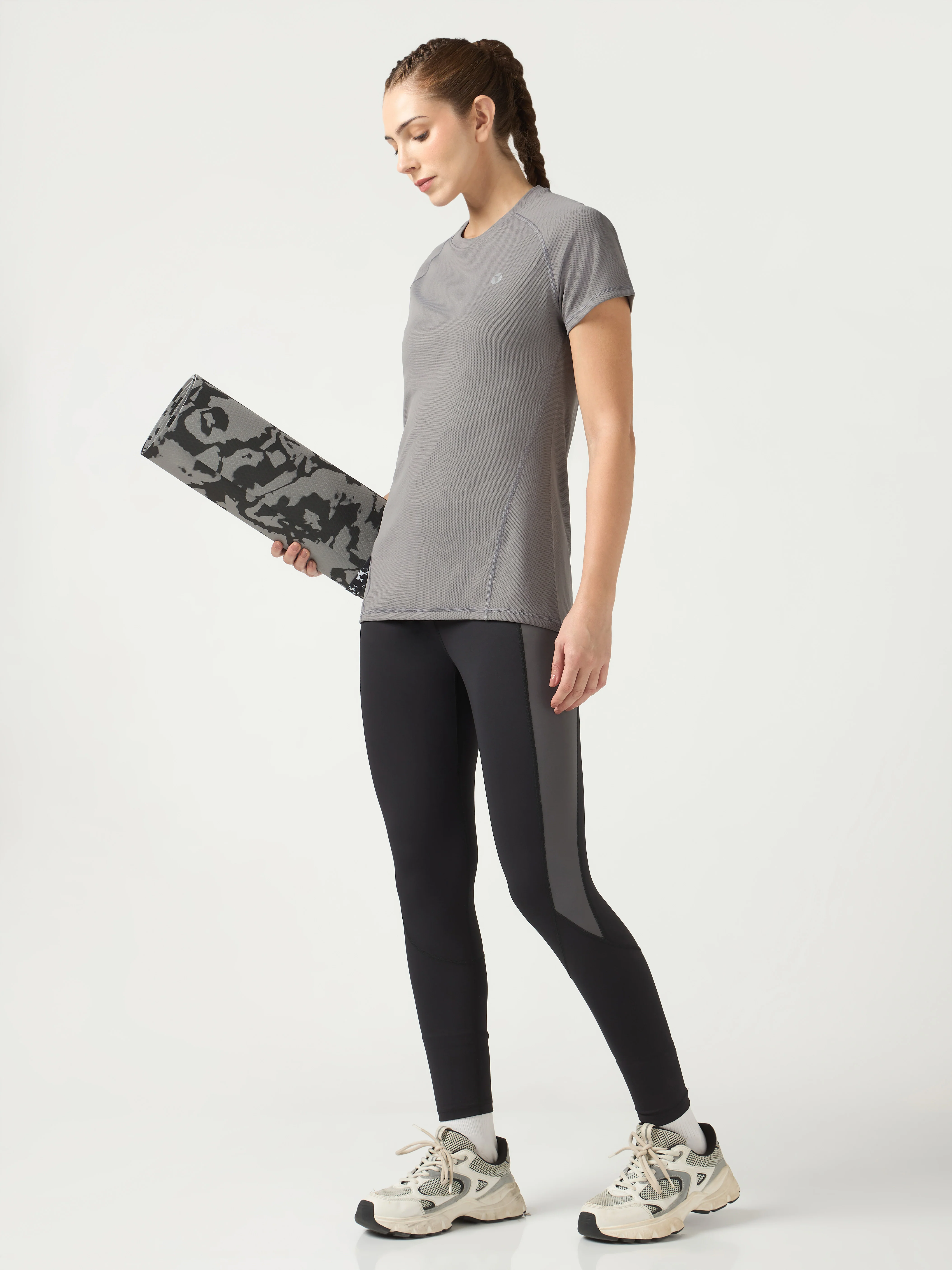Women Solid Slim Fit Crew Neck T-shirt with TECHNO COOL - Image 5