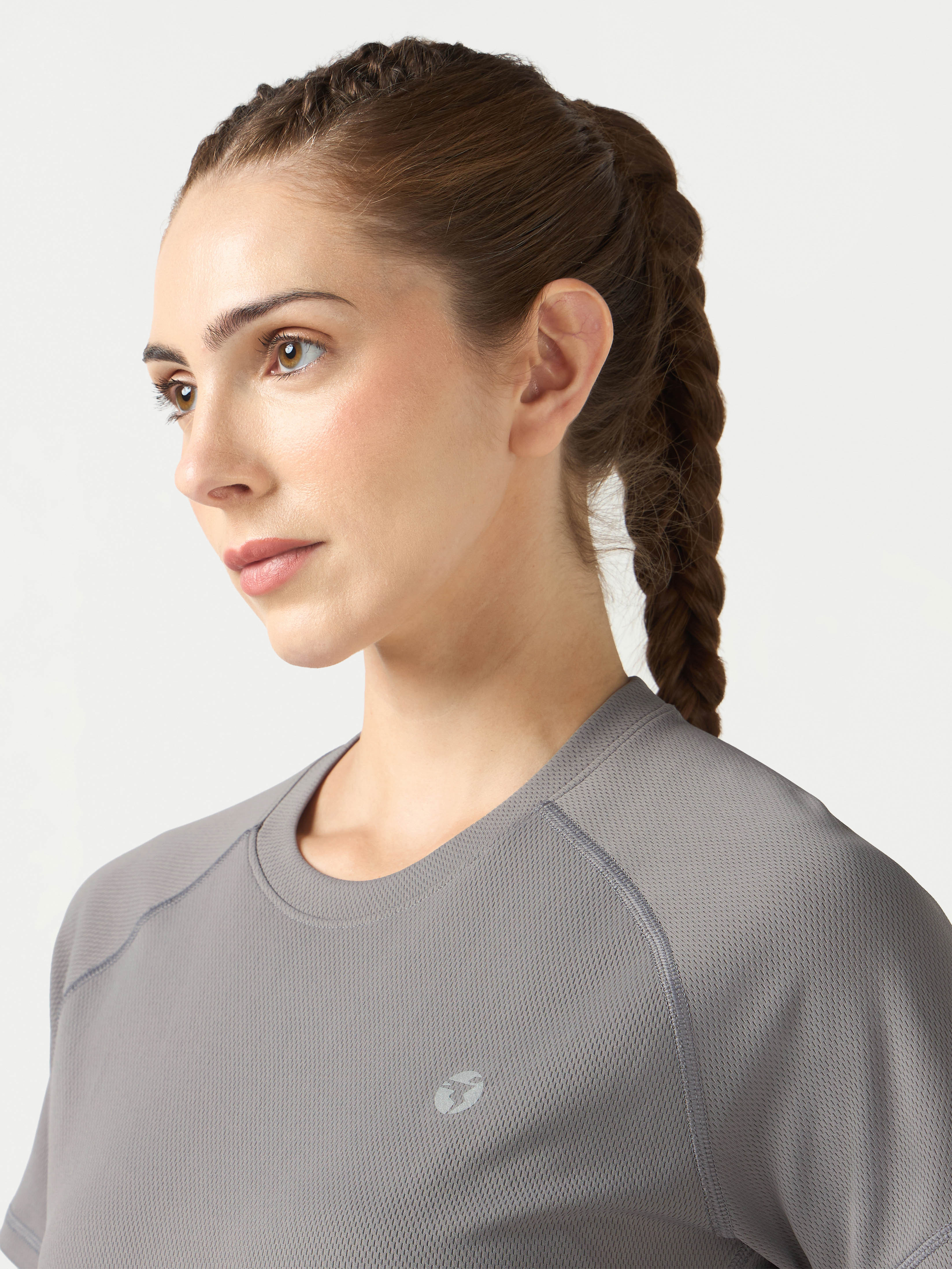 Women Solid Slim Fit Crew Neck T-shirt with TECHNO COOL - Image 6