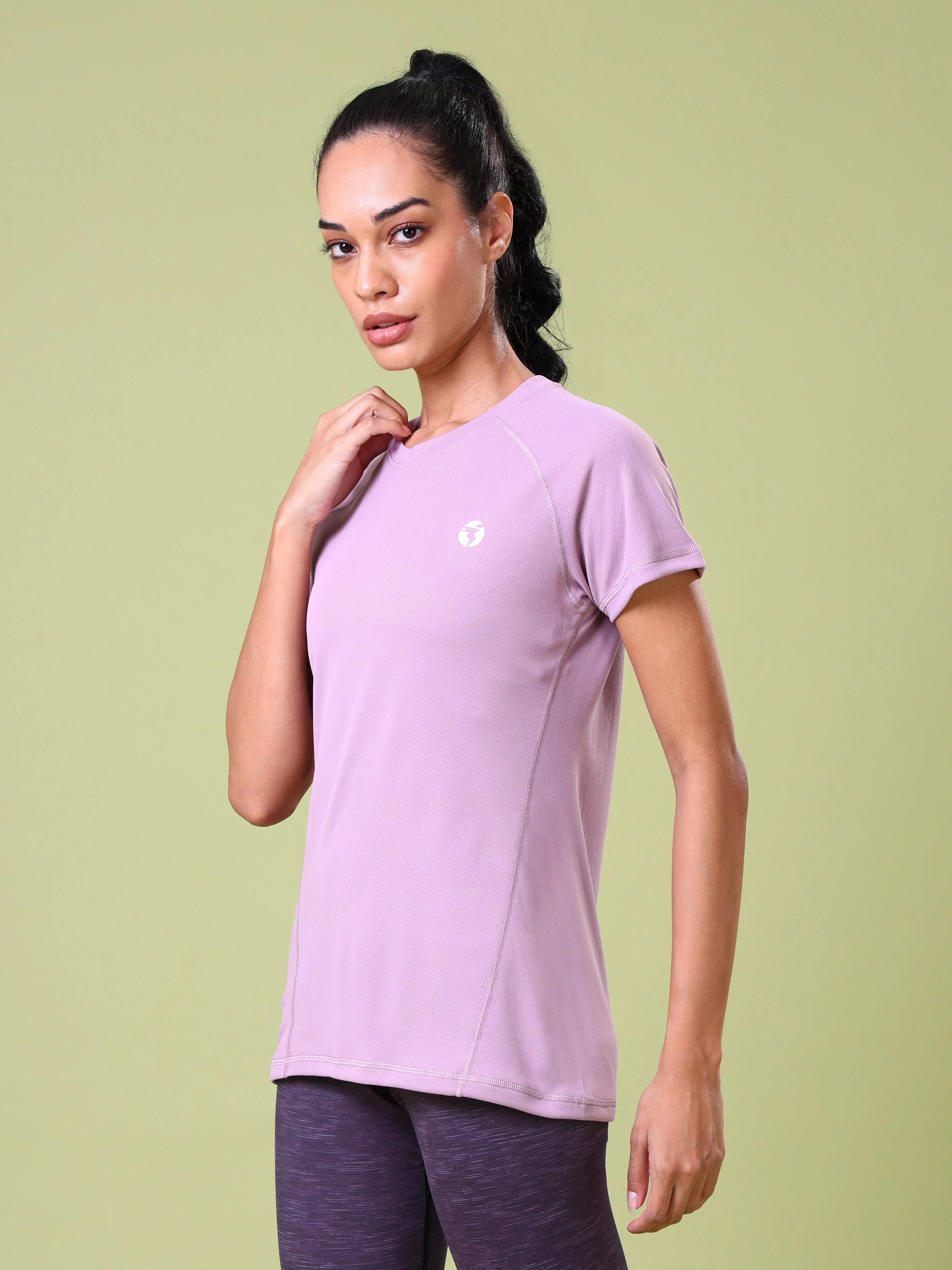 Women Solid Slim Fit Crew Neck T-shirt with TECHNO COOL - Image 4