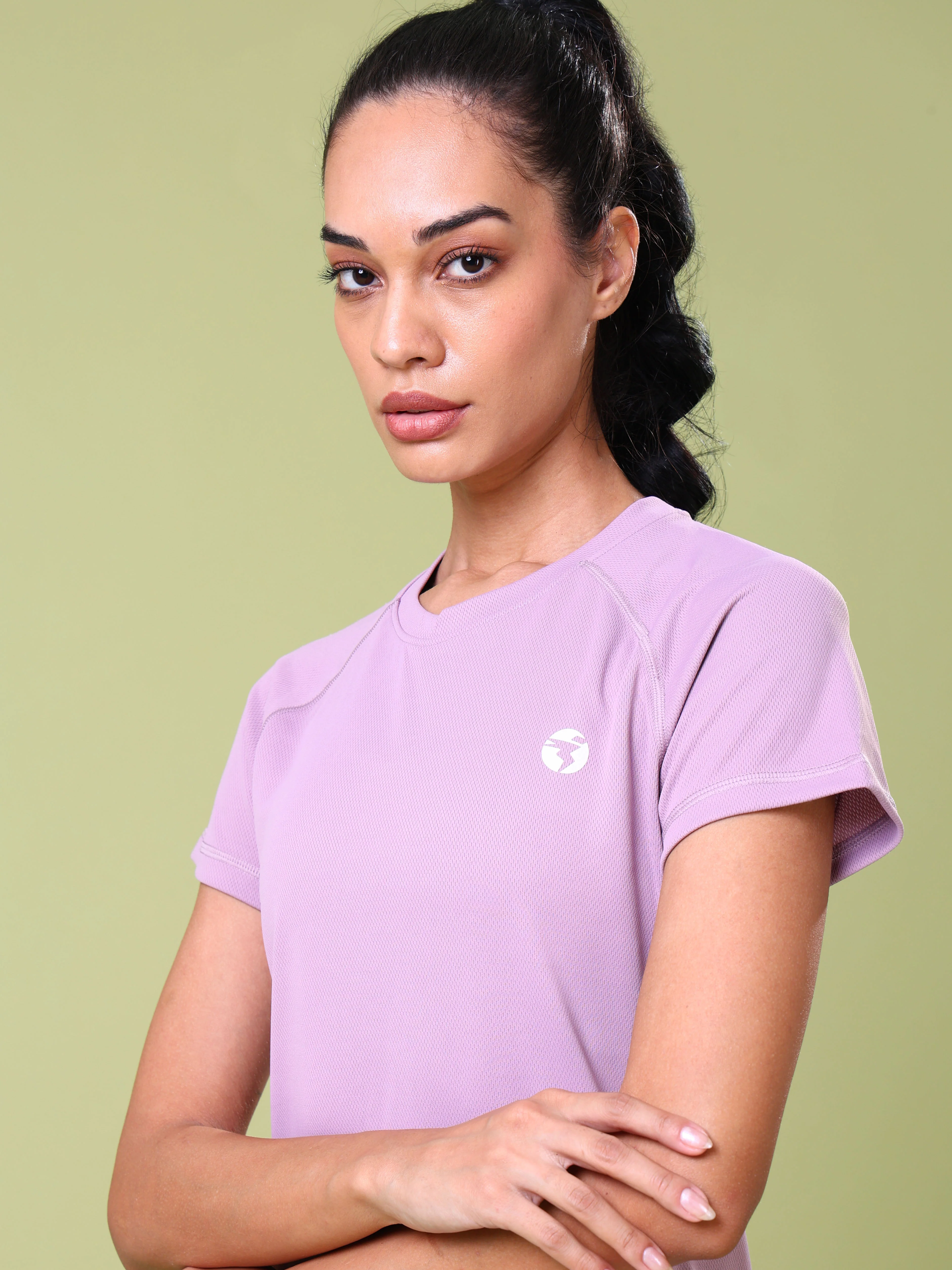 Women Solid Slim Fit Crew Neck T-shirt with TECHNO COOL - Image 7