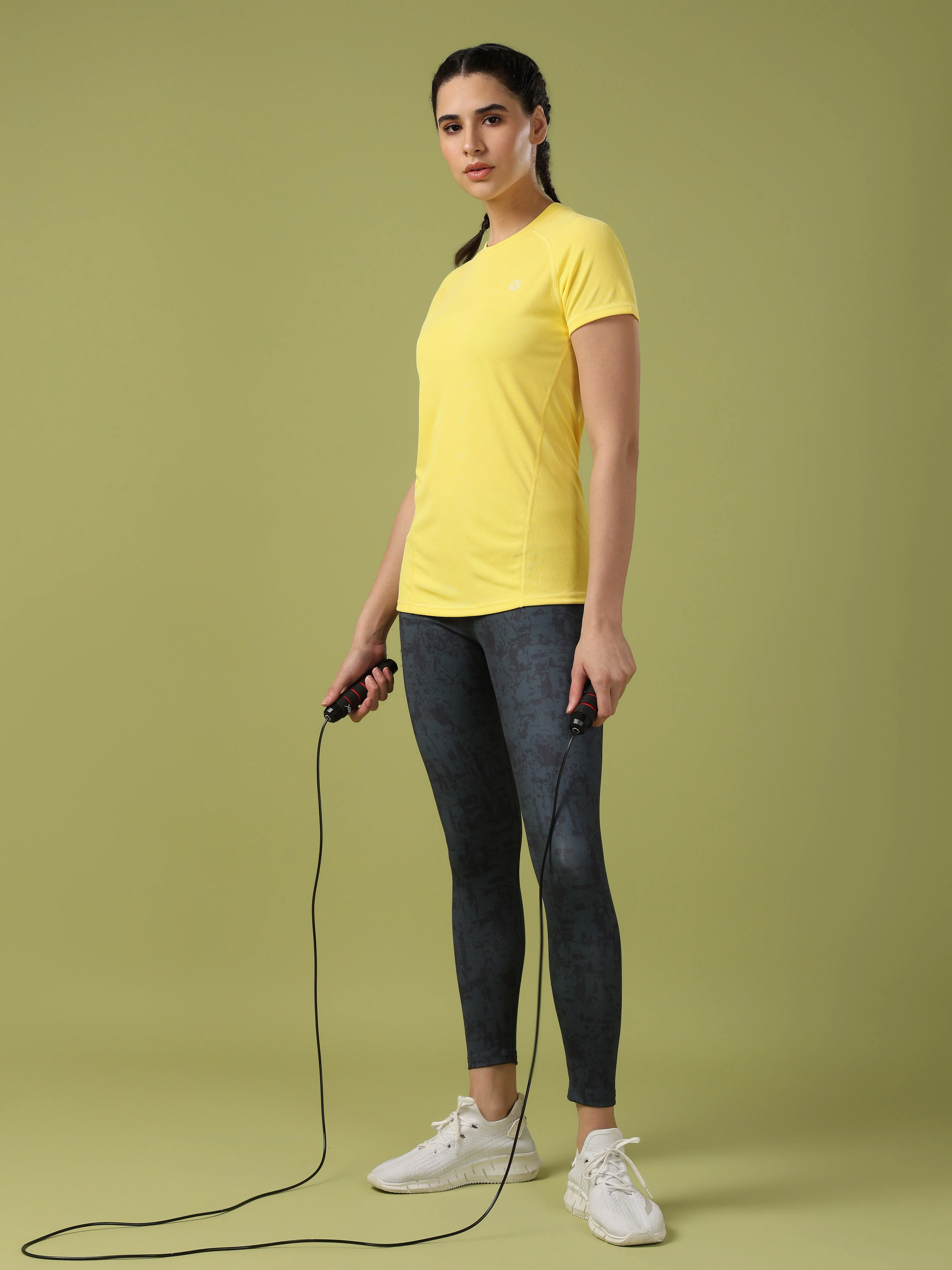 Women Solid Slim Fit Crew Neck T-shirt with TECHNO COOL - Image 5