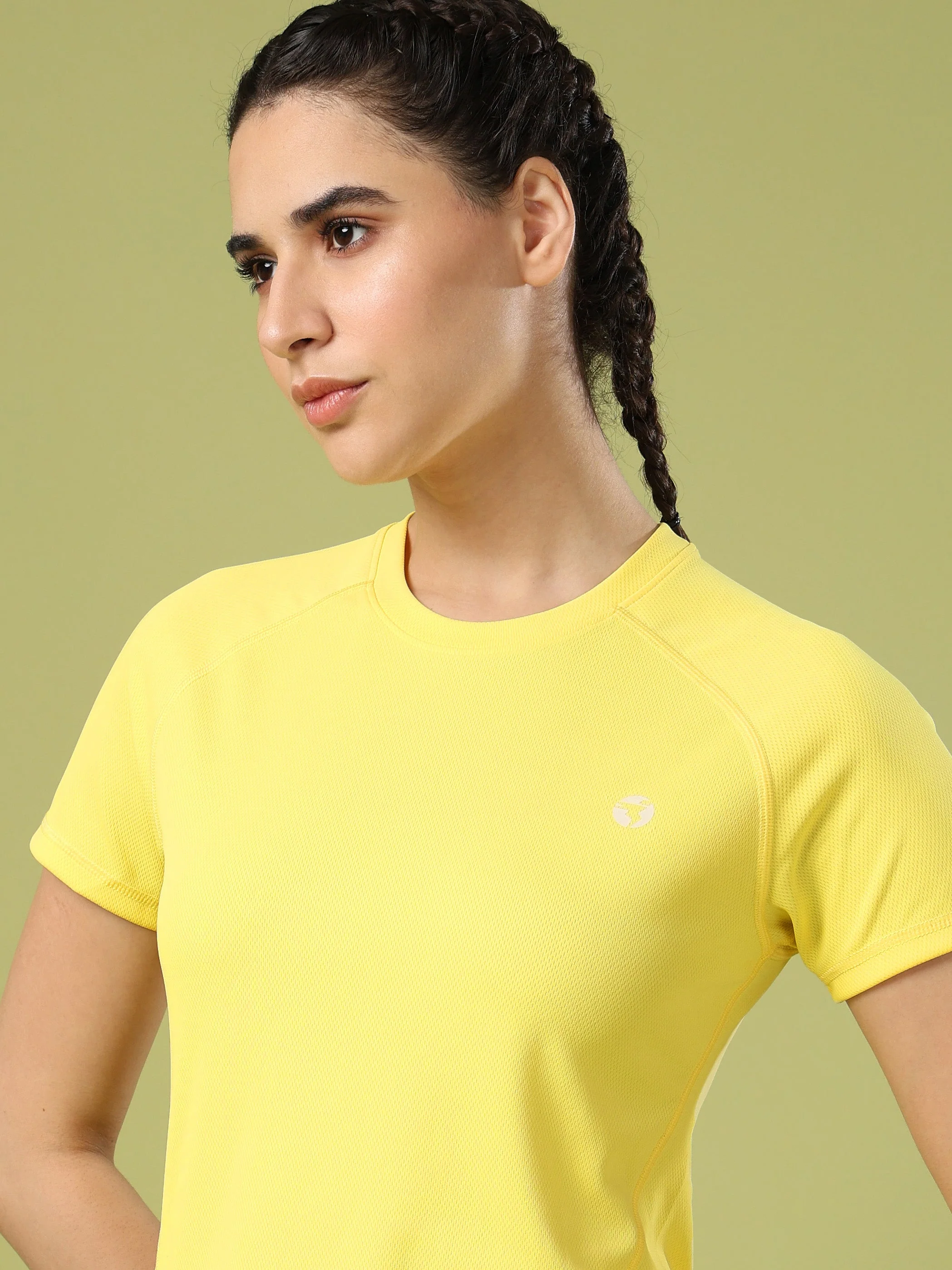 Women Solid Slim Fit Crew Neck T-shirt with TECHNO COOL - Image 6