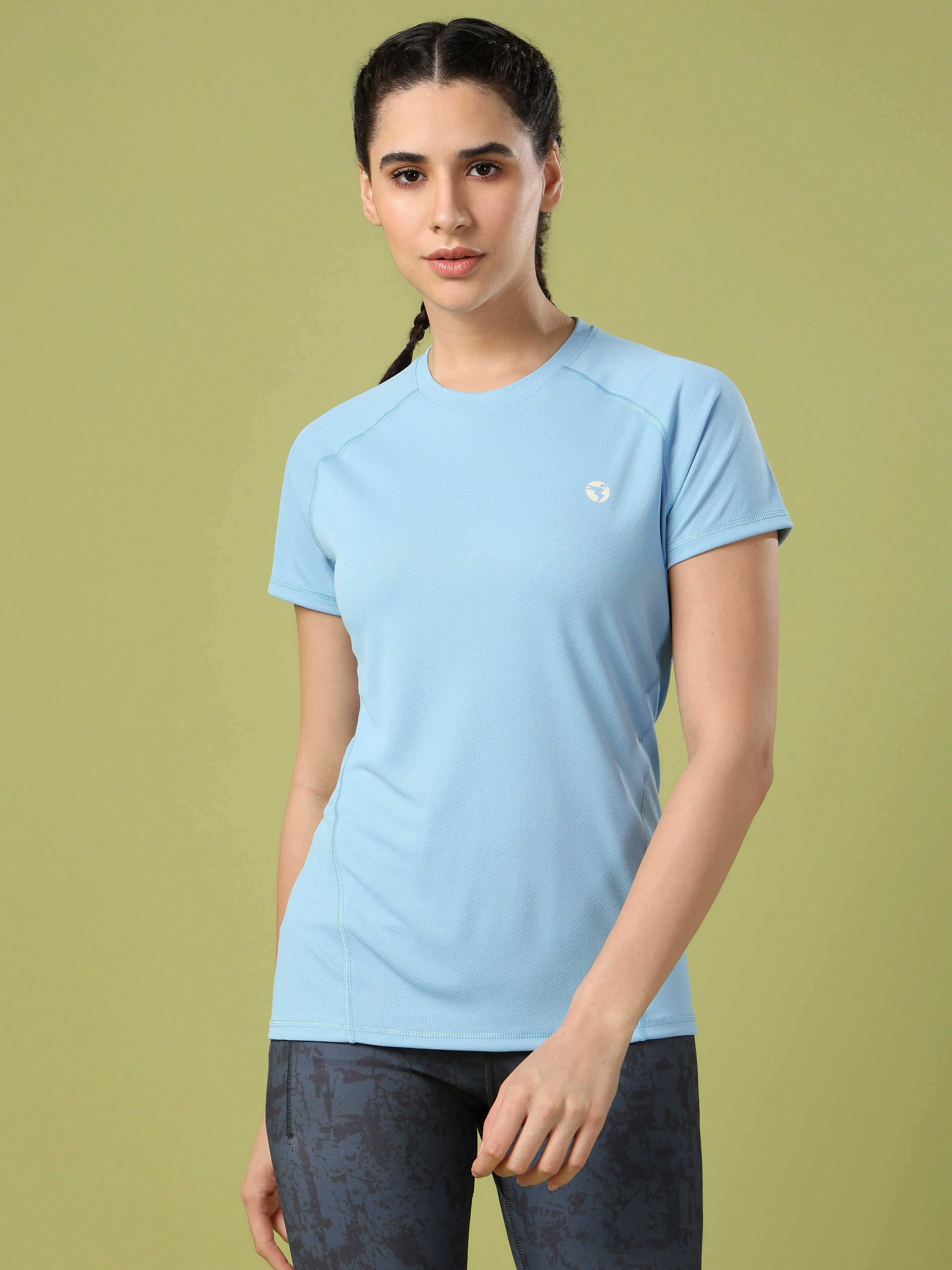 Women Solid Slim Fit Crew Neck T-shirt with TECHNO COOL - Image 3