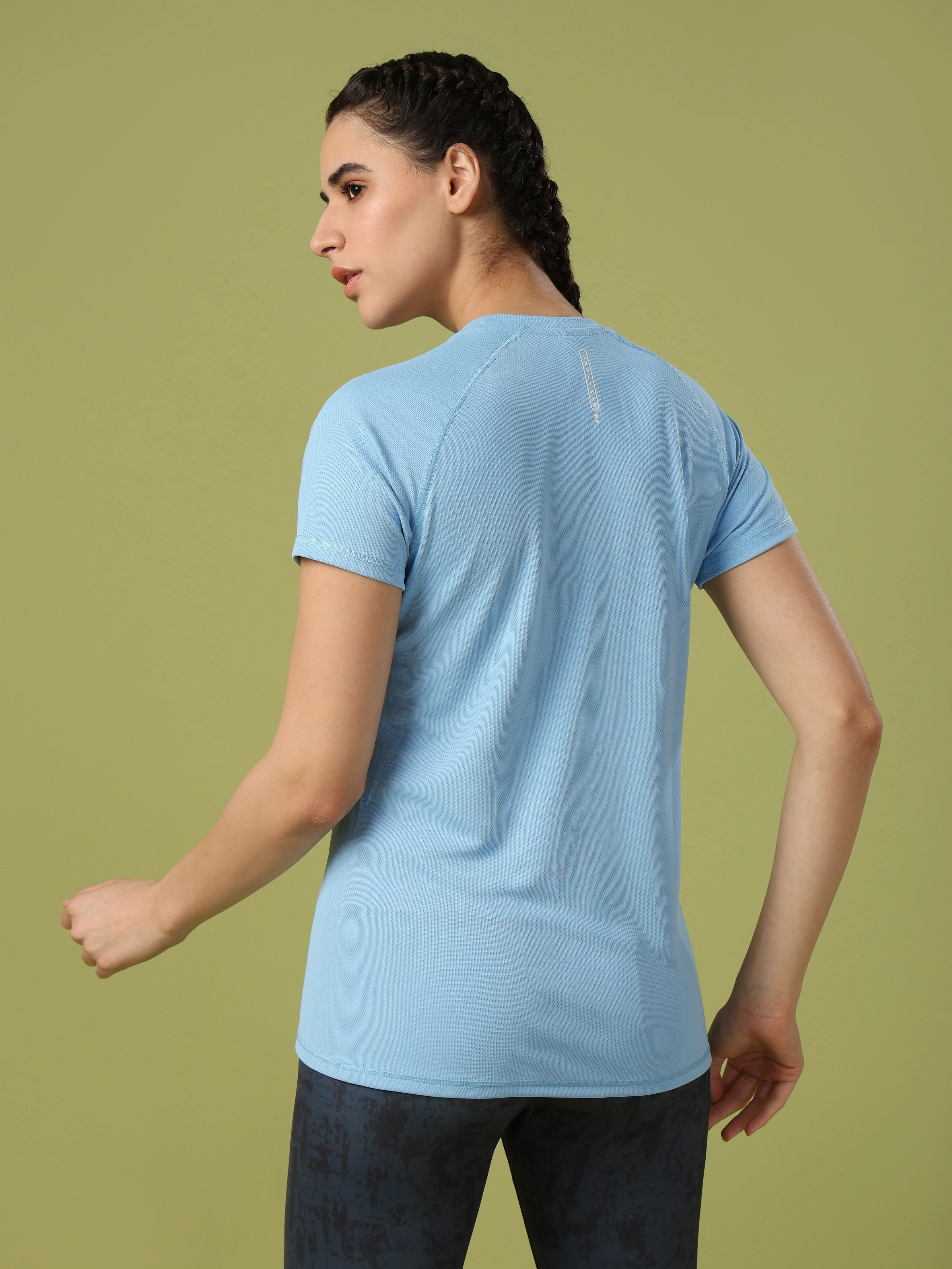 Women Solid Slim Fit Crew Neck T-shirt with TECHNO COOL - Image 4